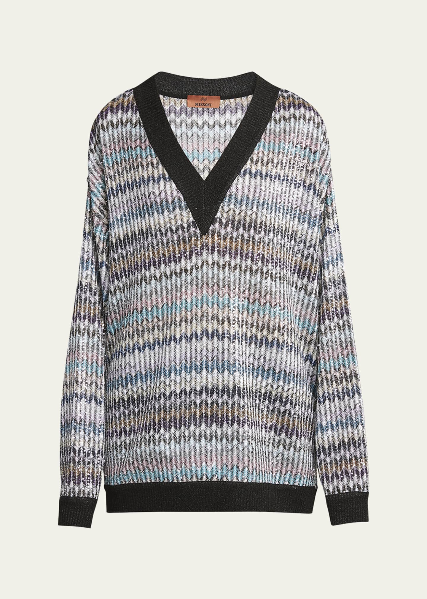 Missoni Chevron Knit V-Neck Sweater Image 1 of 5