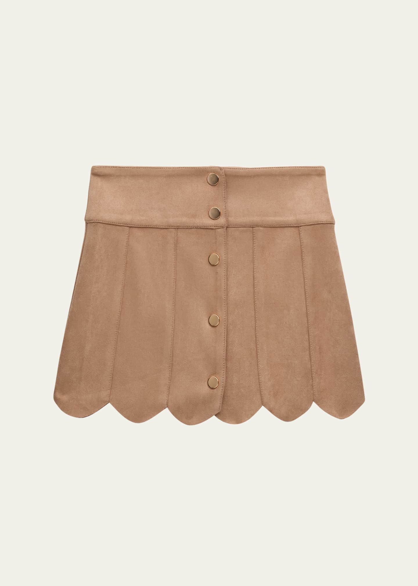 KatieJ NYC Girl s Autumn Faux Suede Scallop Skirt Size S XL
