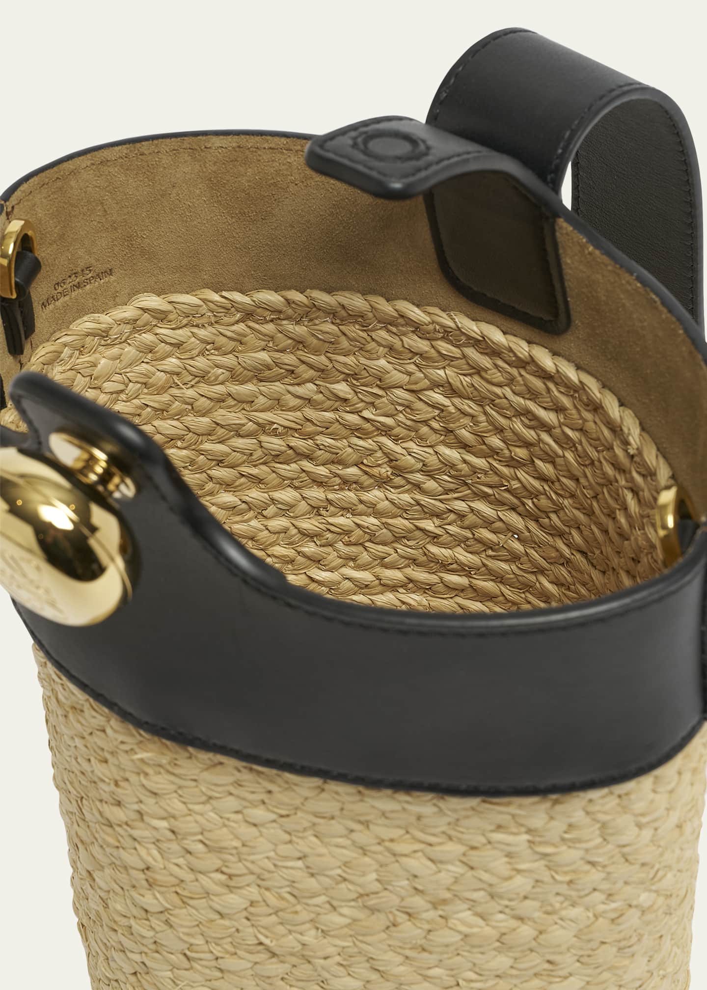 Loewe Mini Anagram Pebble Raffia Bucket Bag Image 4 of 5