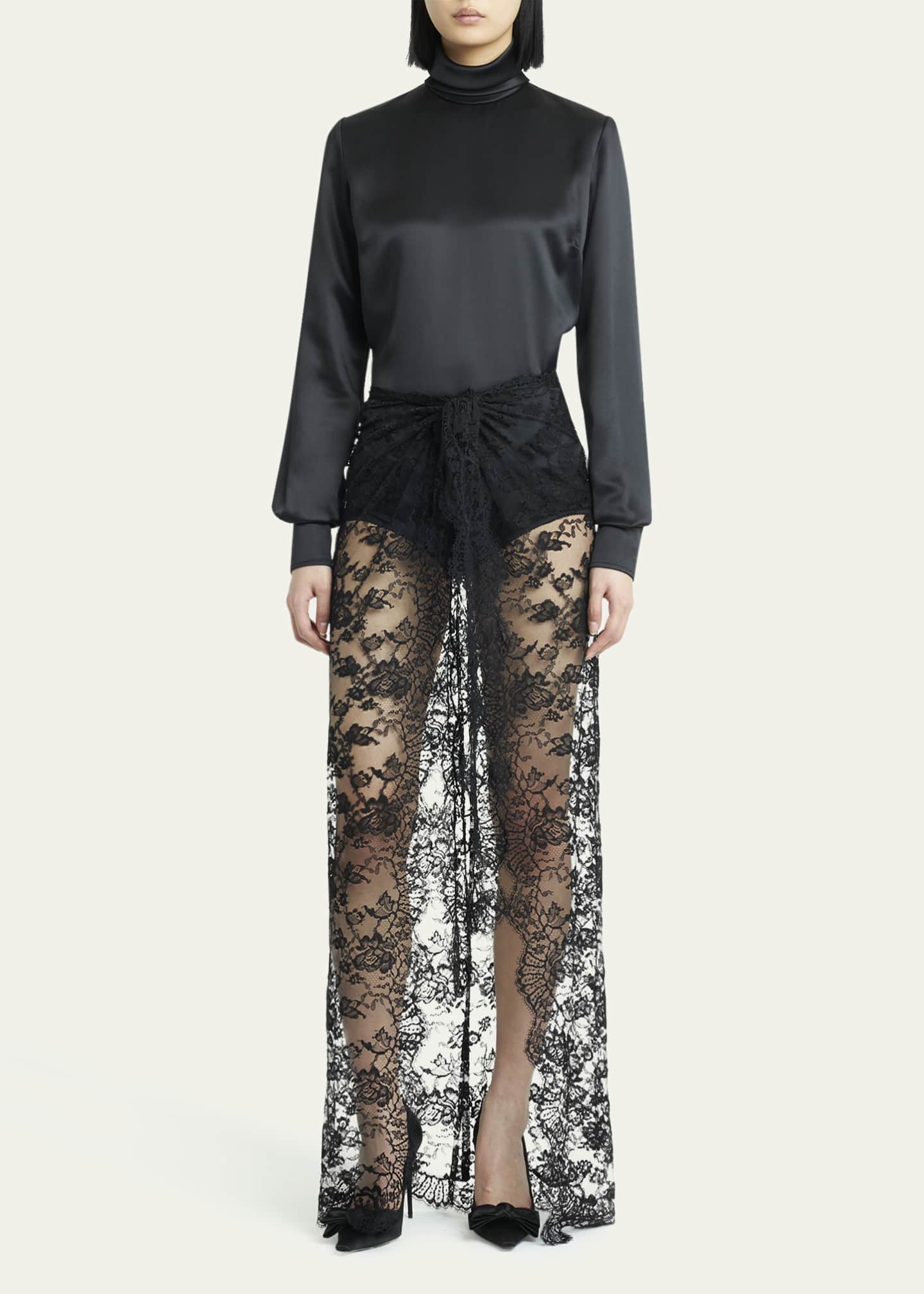 High-Neck Silk Top - Thumbnail 2