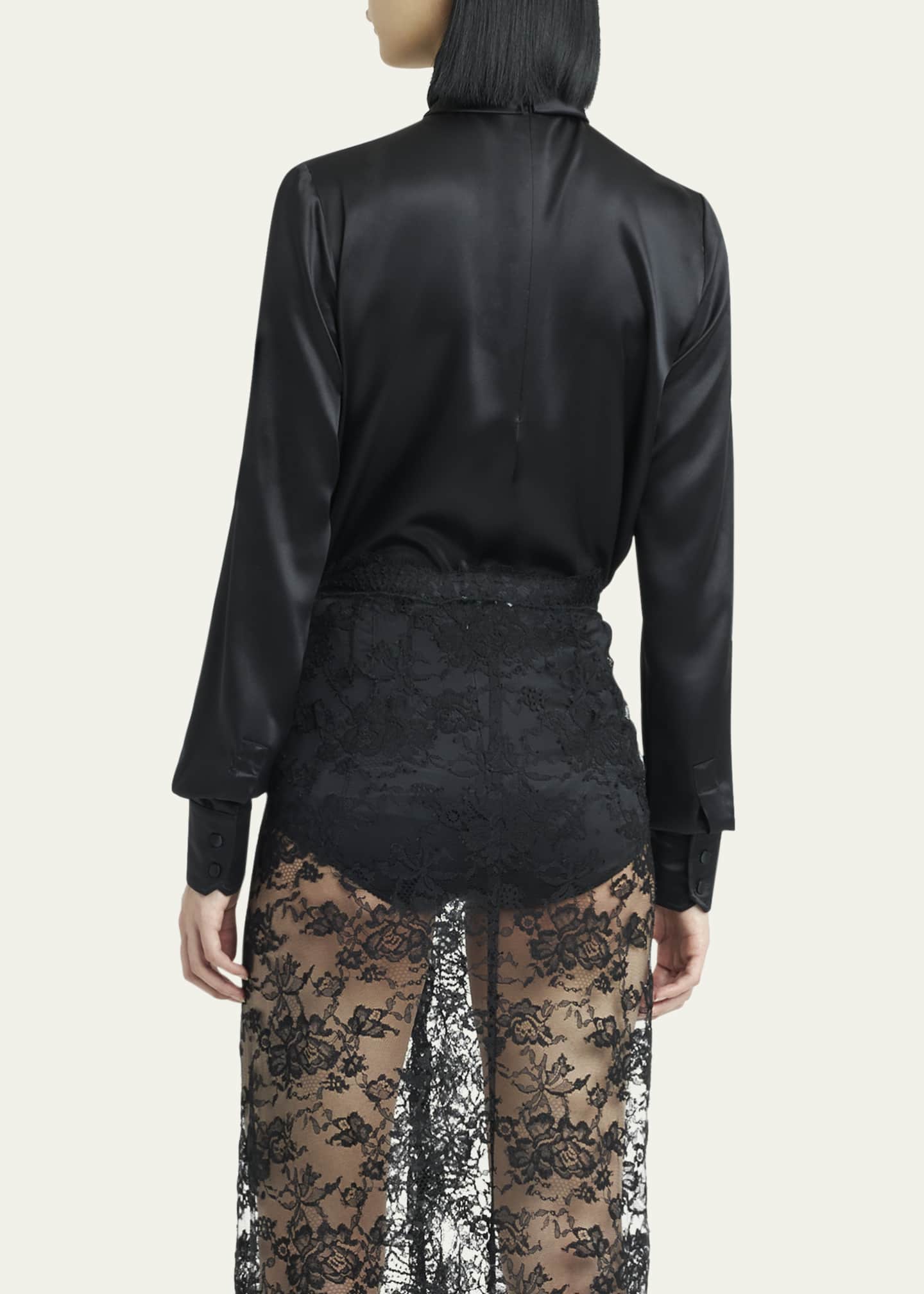 High-Neck Silk Top - Thumbnail 3