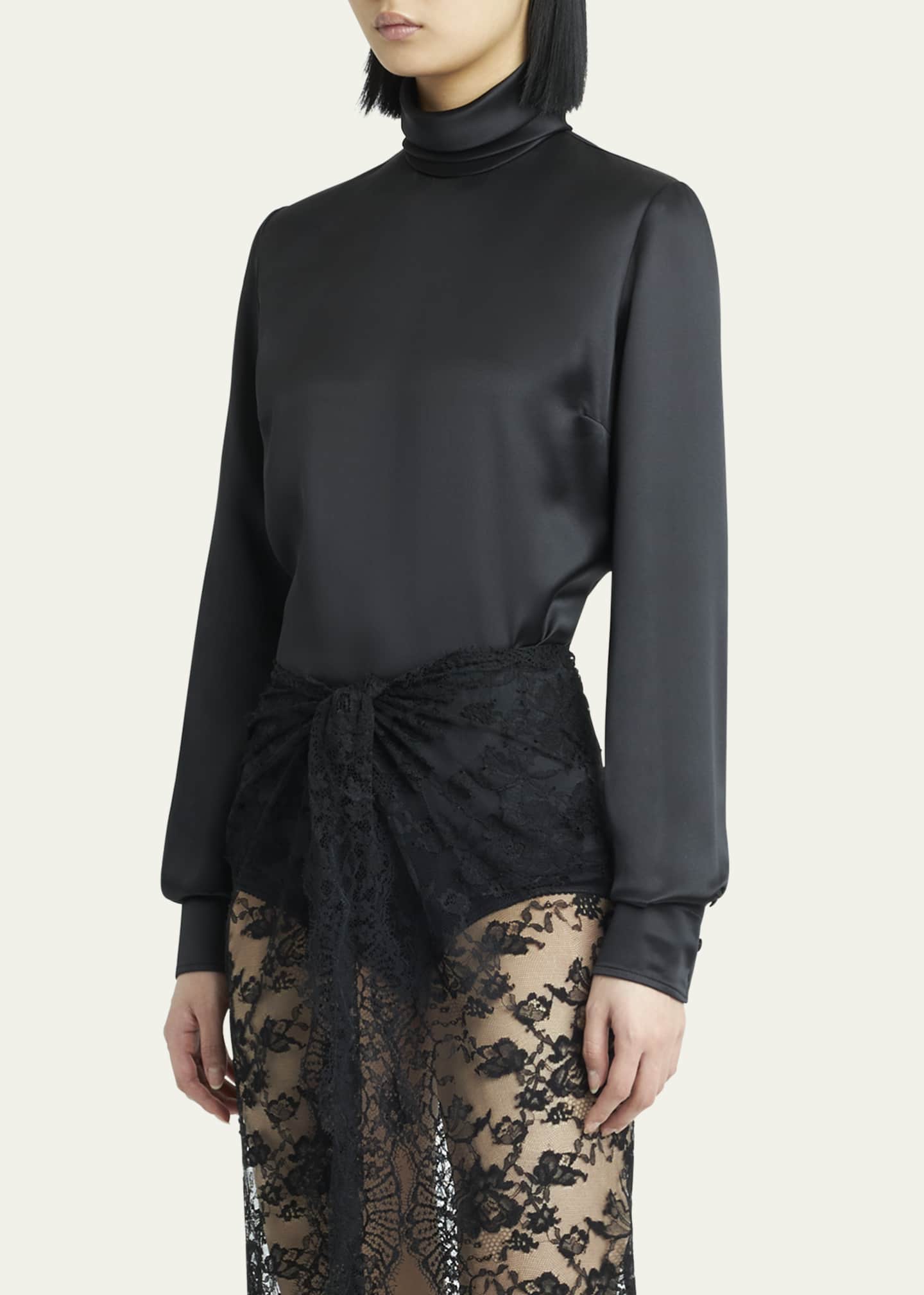 High-Neck Silk Top - Thumbnail 4