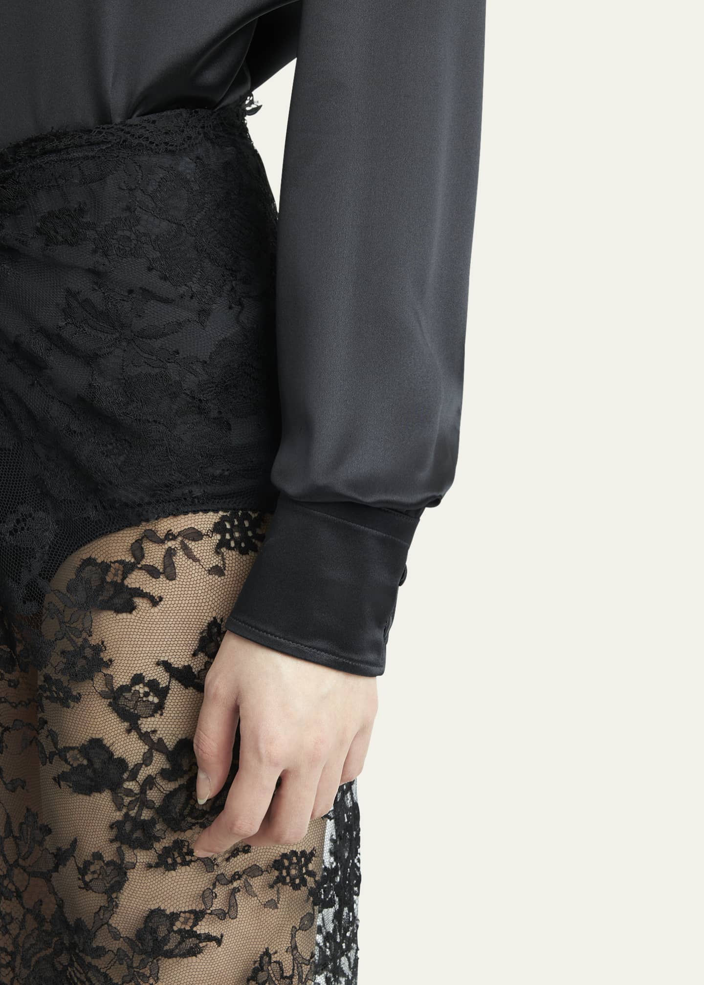 High-Neck Silk Top - Thumbnail 5