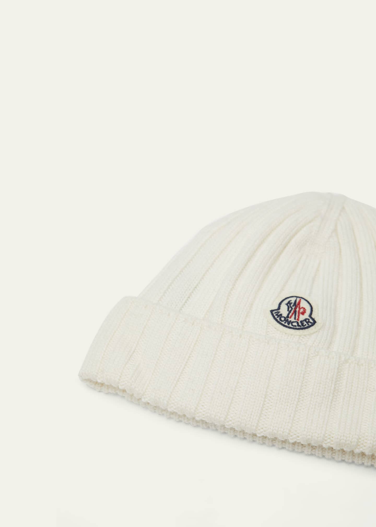Moncler Girl's Ribbed Wool Beanie with Logo Patch, Size XXXS-XS Image 2 of 2
