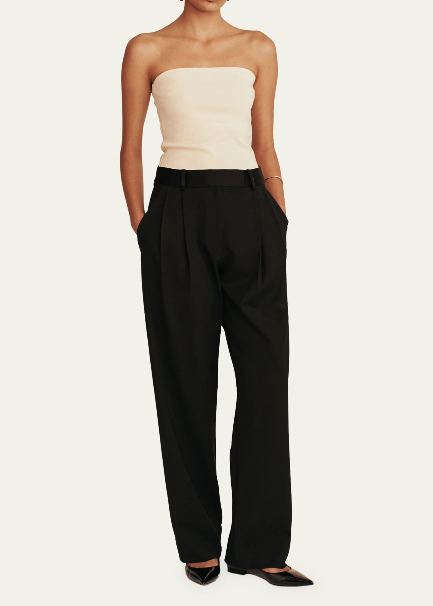 ESSE Studios Classico Pleated Straight-Leg Tux Trousers Image 2 of 5
