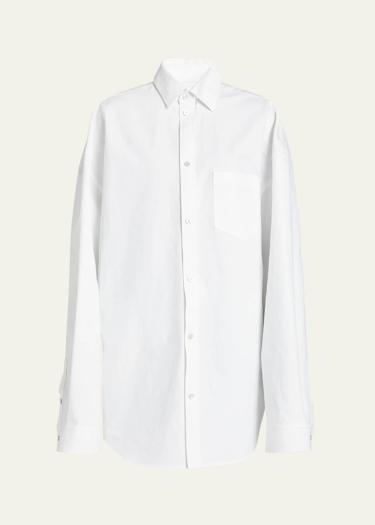 Oversized Snap-Button Poplin Top