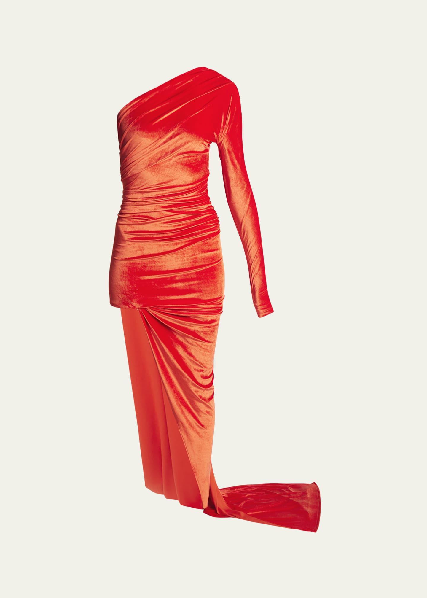 Balenciaga Asymmetric One Shoulder Velvet Dress