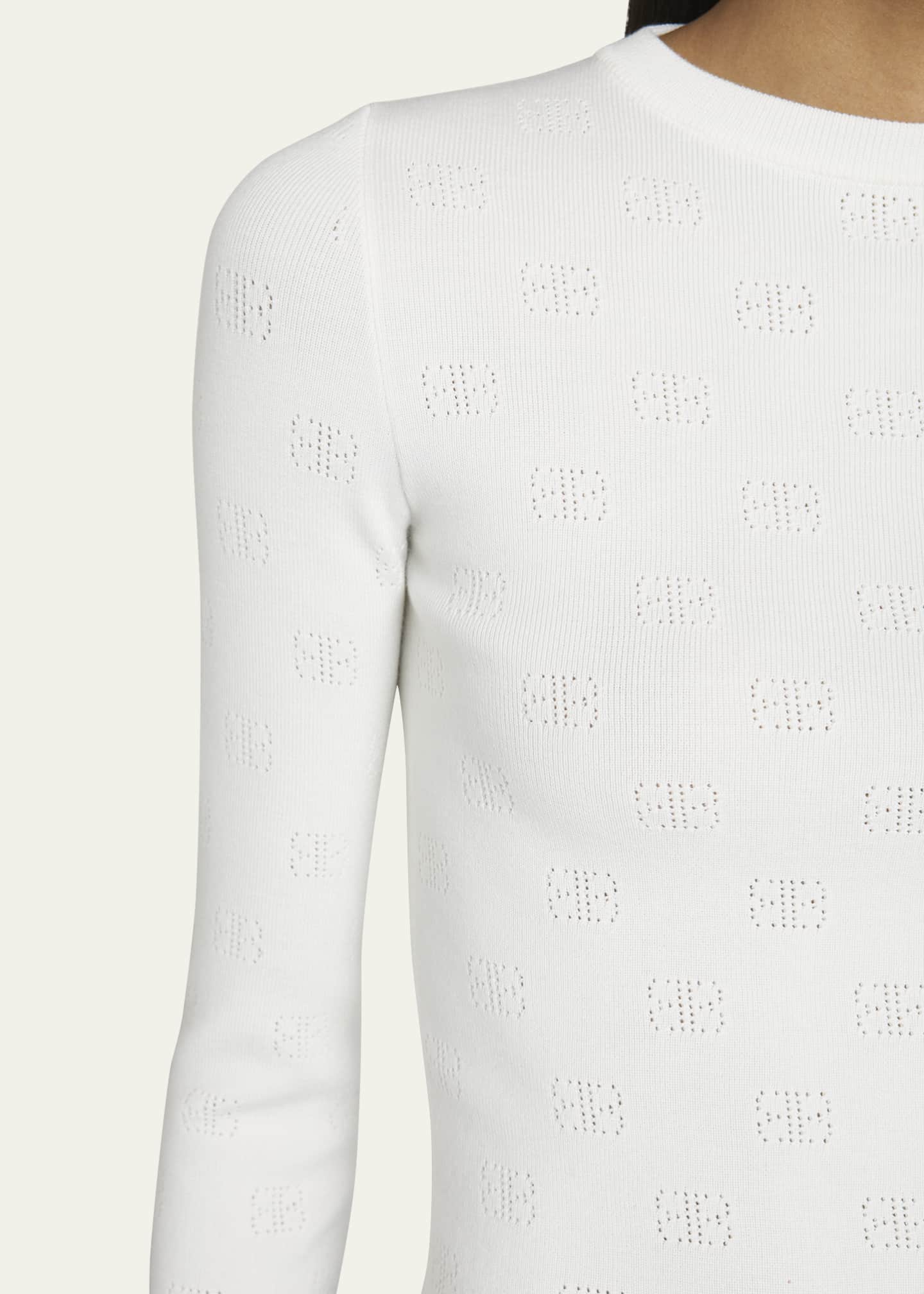 Balenciaga Logo Open-Knit Cropped Sweater Image 5 of 5
