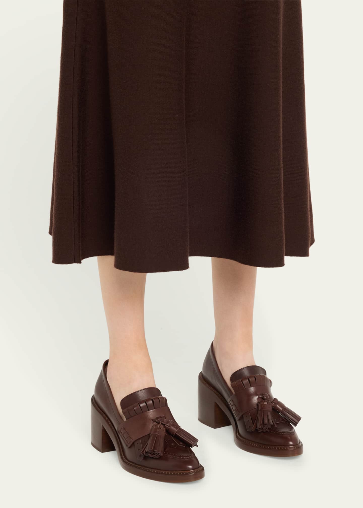 Ulla Johnson Fiona Leather Tassel Heeled Loafers Image 2 of 6