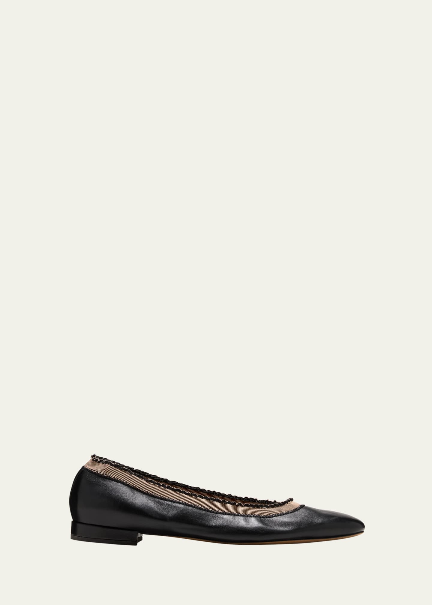 Ulla Johnson Elise Leather Ruffle Ballerina Flats