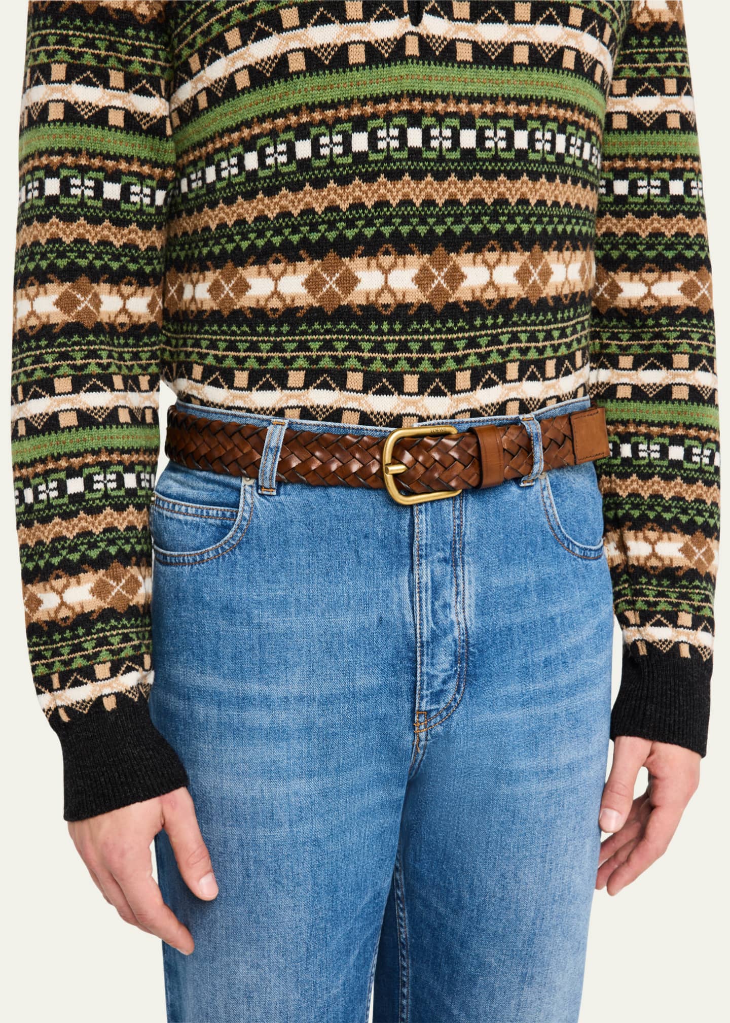 Loewe Men's Woven Leather Belt Image 2 of 2