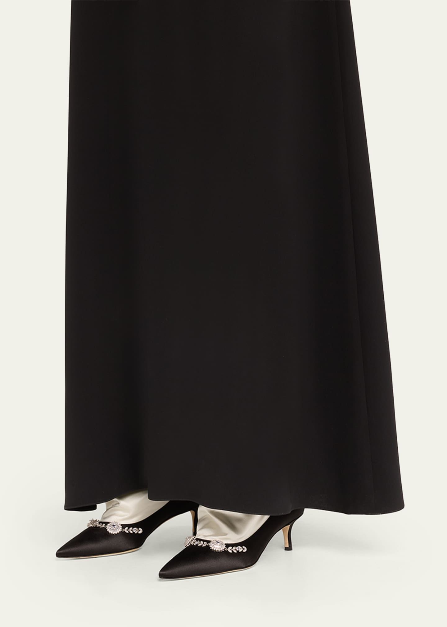 Manolo Blahnik Bicolor Satin Crystal Bootie Pumps Image 2 of 4