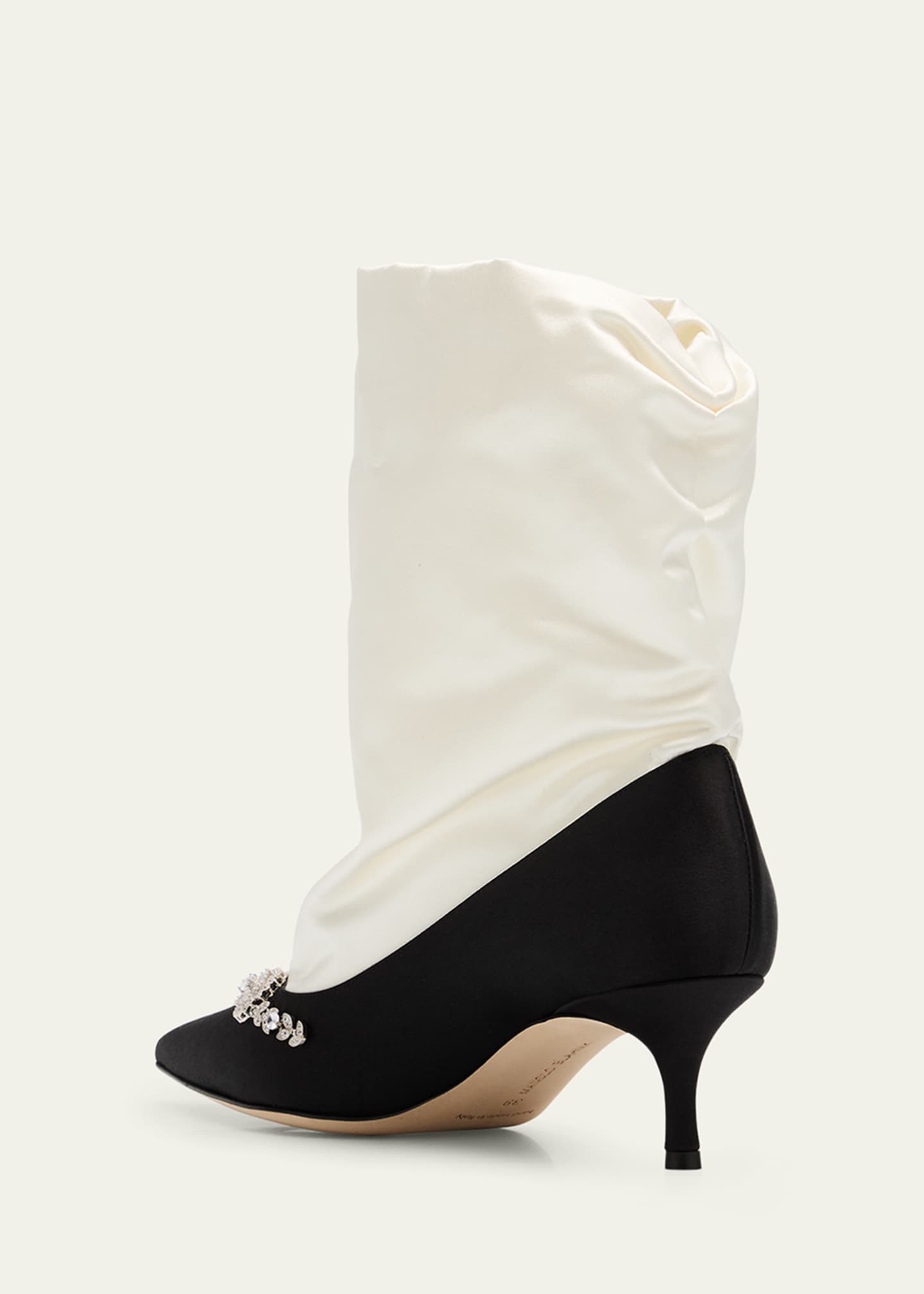 Manolo Blahnik Bicolor Satin Crystal Bootie Pumps Image 3 of 4