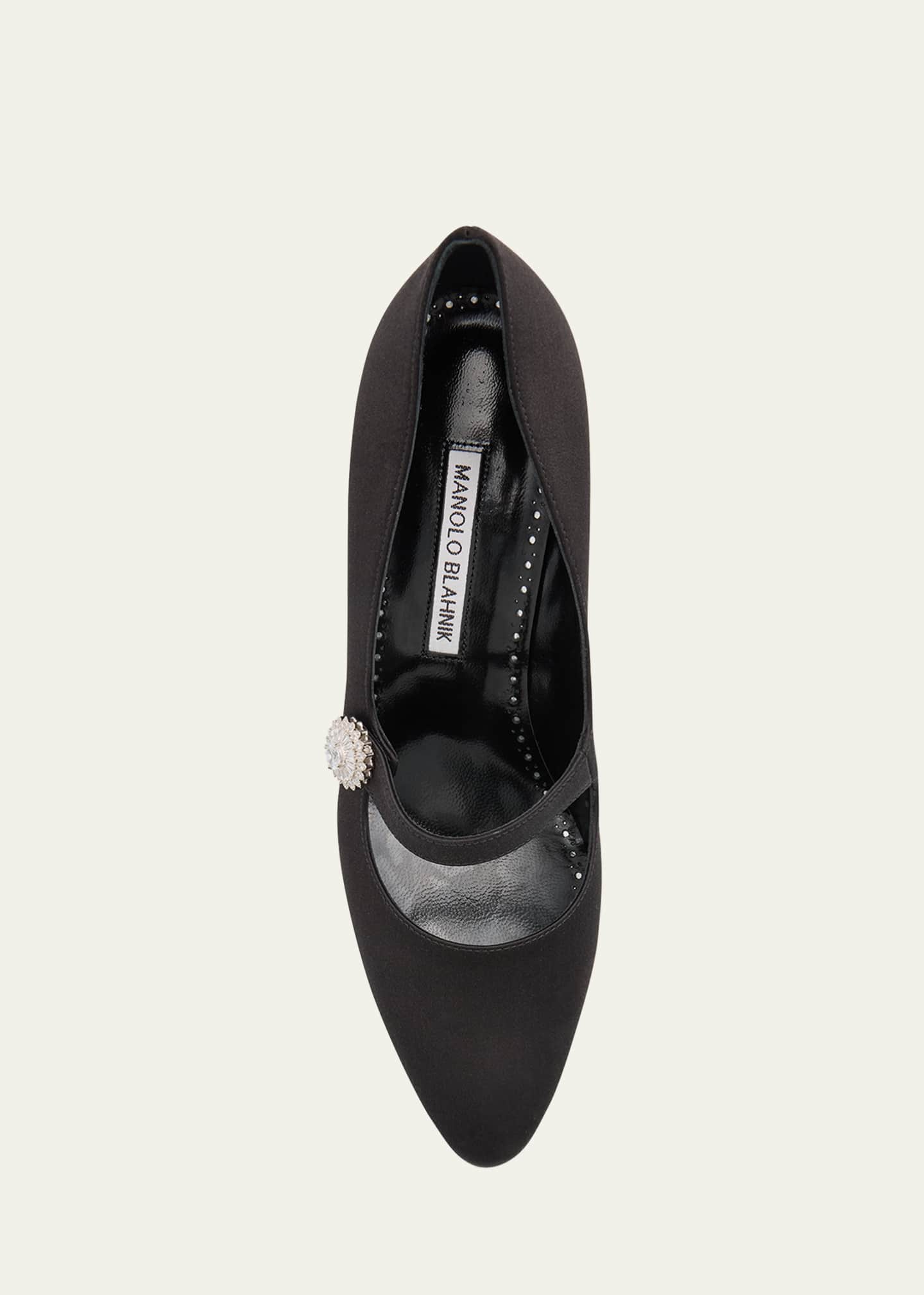Manolo Blahnik Satin Crystal Mary Jane Pumps Image 5 of 5