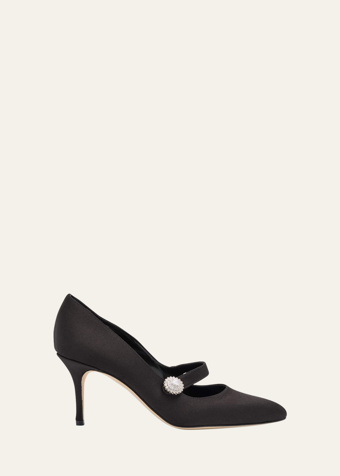 Manolo Blahnik Satin Crystal Mary Jane Pumps Image 1 of 5