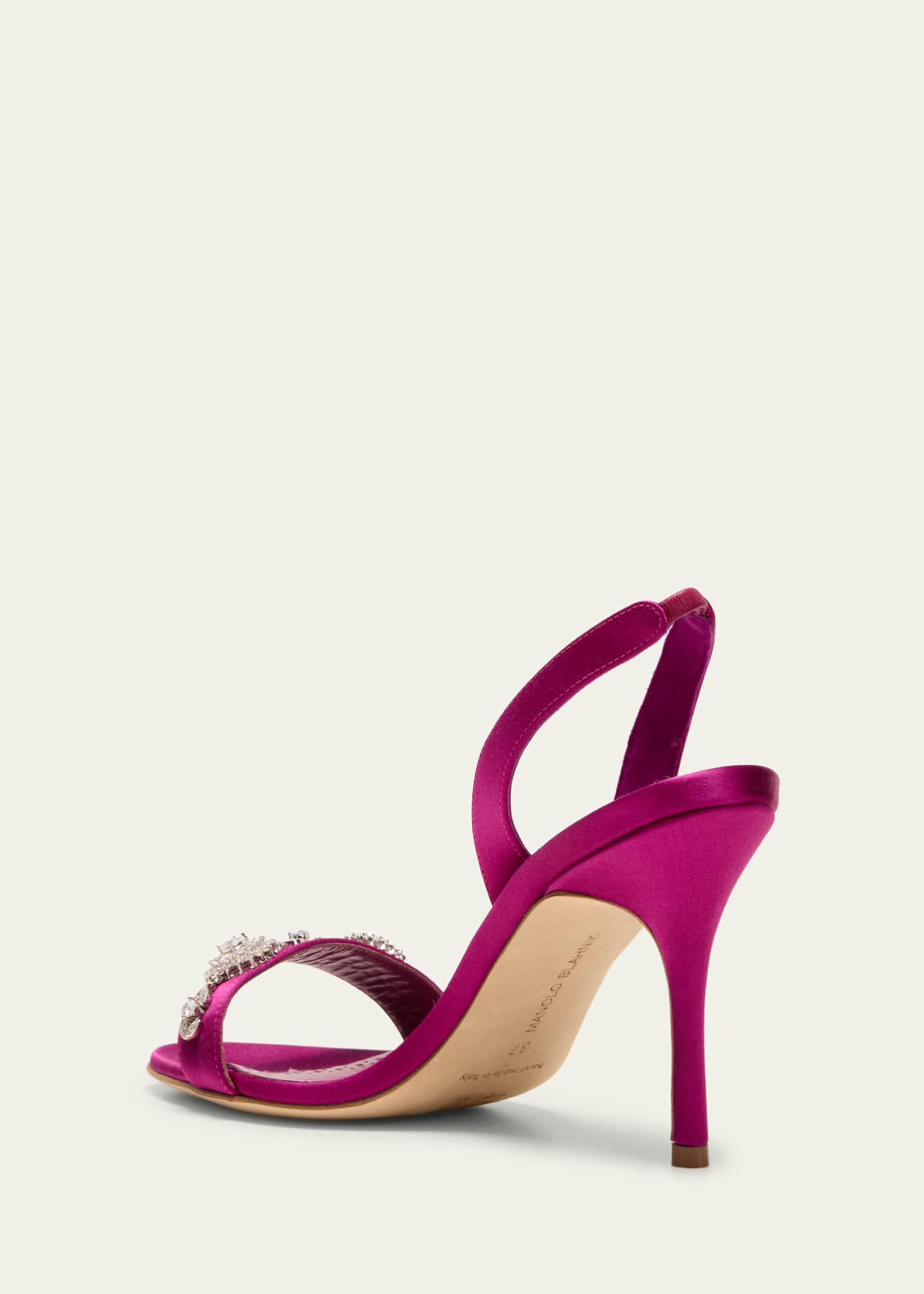 Manolo Blahnik Crystal Satin Halter Sandals Image 4 of 6