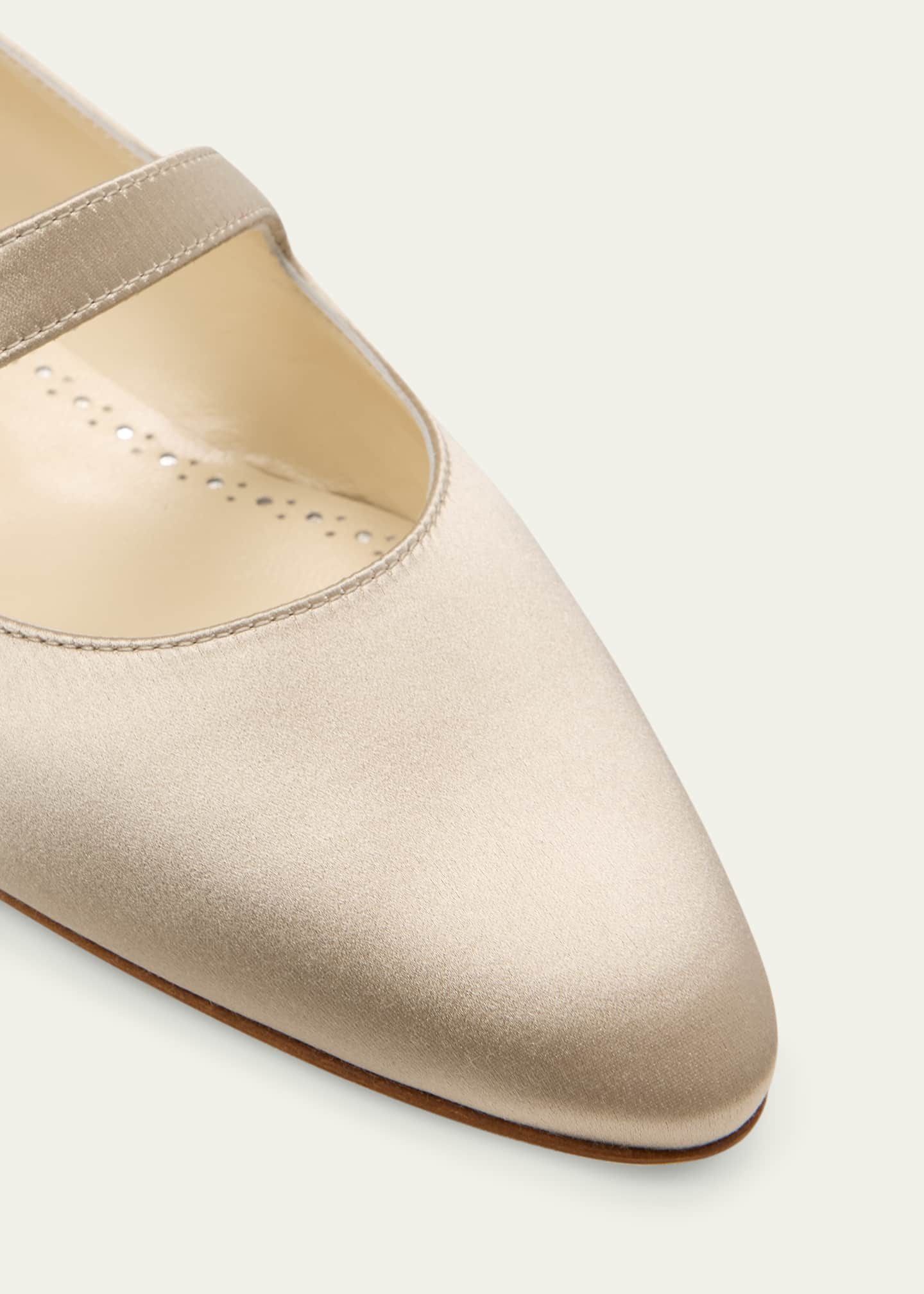 Manolo Blahnik Satin Crystal Mary Jane Ballerina Flats Image 5 of 5