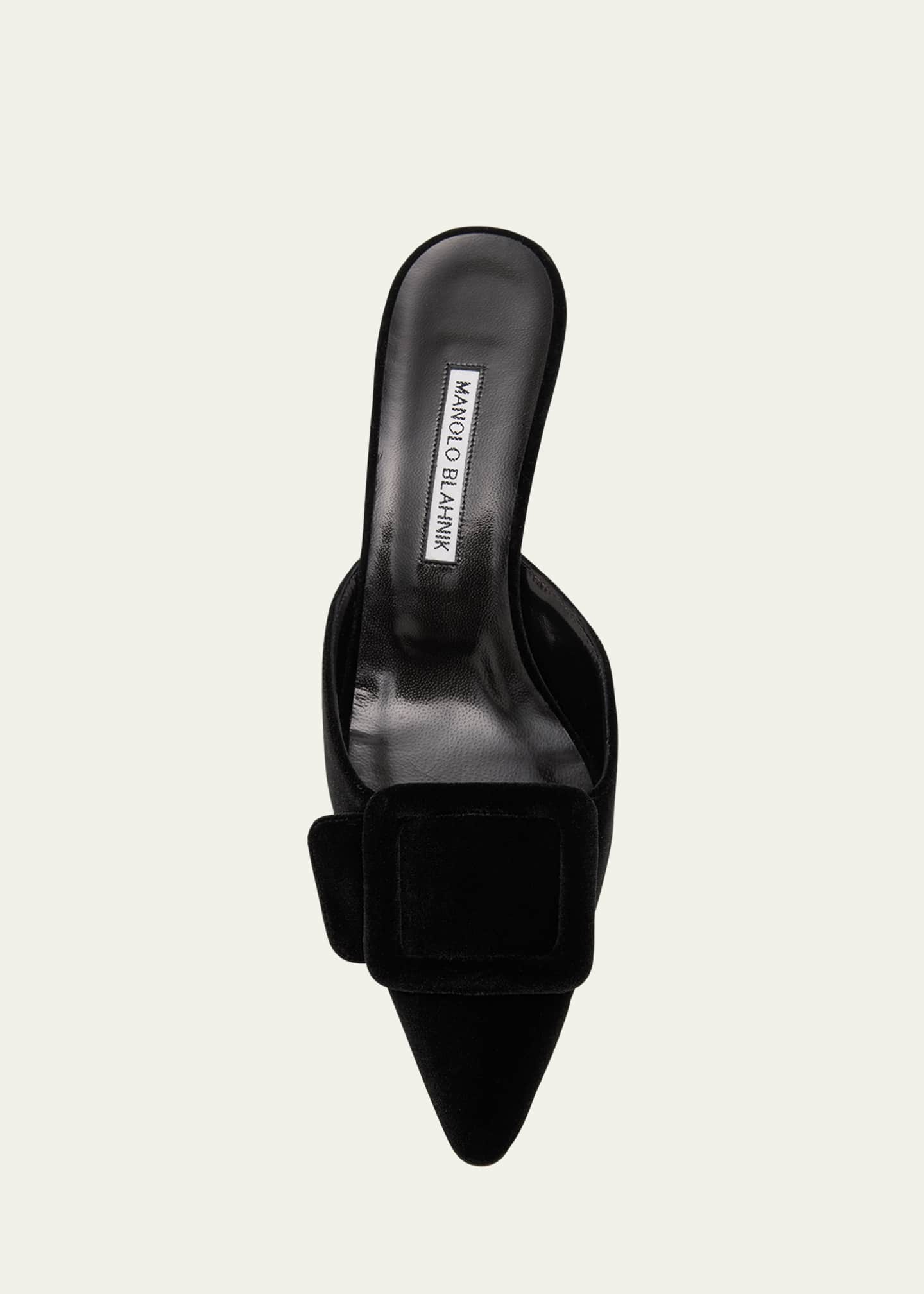 Manolo Blahnik Maysale Velvet Buckle Mule Pumps Image 5 of 5