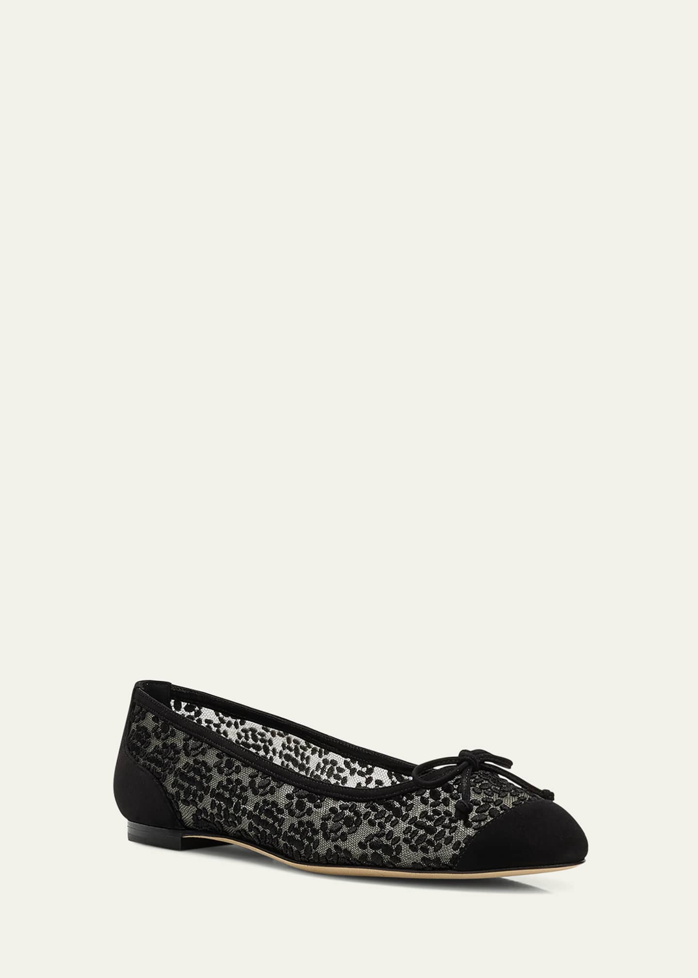 Manolo Blahnik Capbal Lace Cap-Toe Ballerina Flats Image 2 of 5