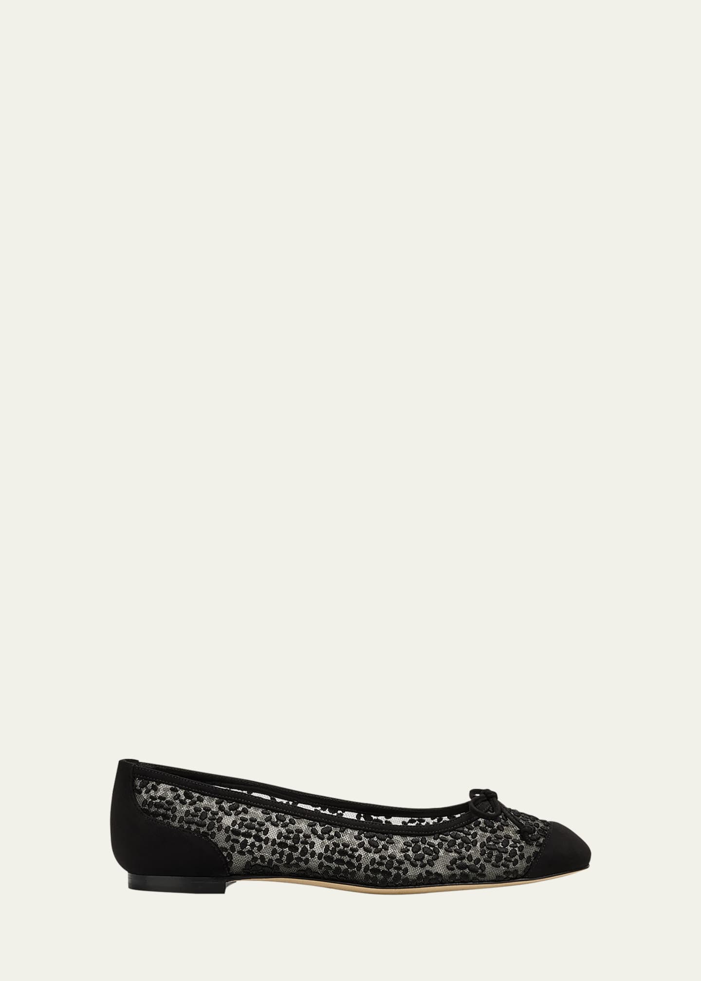 Manolo Blahnik Capbal Lace Cap-Toe Ballerina Flats Image 1 of 5