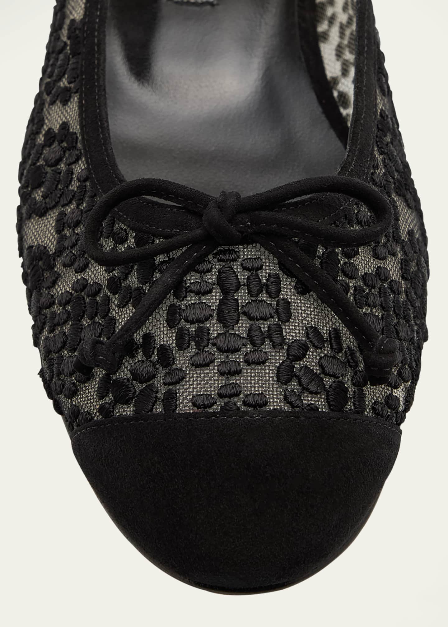 Manolo Blahnik Capbal Lace Cap-Toe Ballerina Flats Image 4 of 5