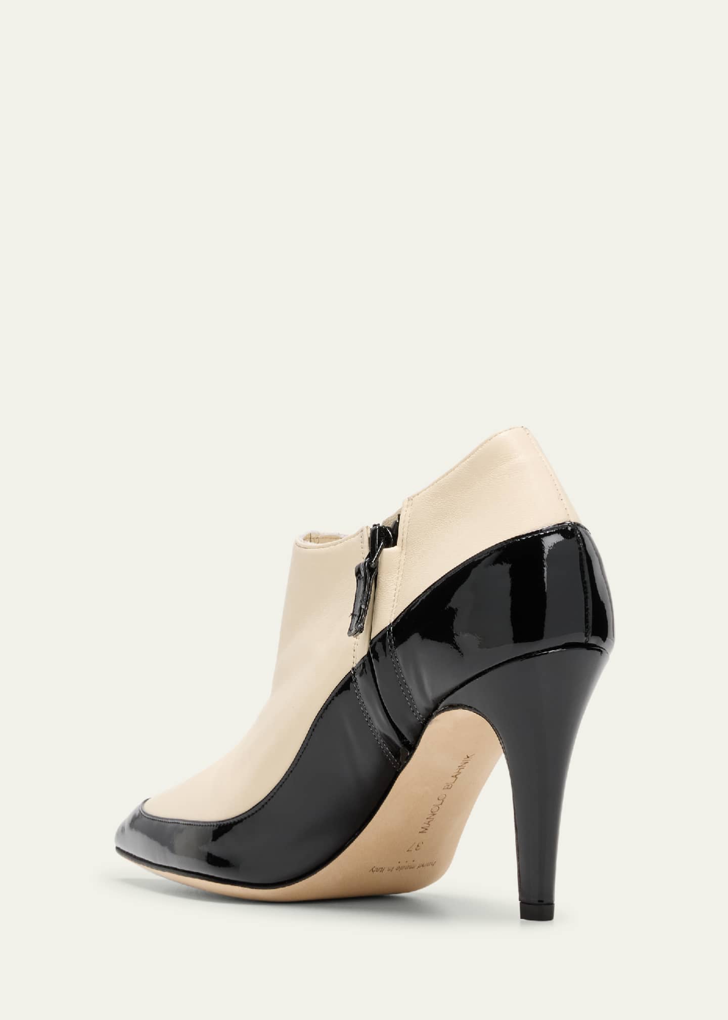 Manolo Blahnik Mixed Leather Low-Cut Ankle Booties Image 2 of 3