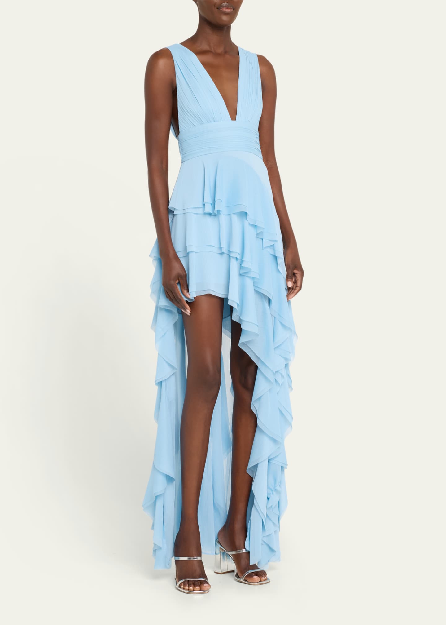 Asymmetric Ruffled Midi Dress main image 1