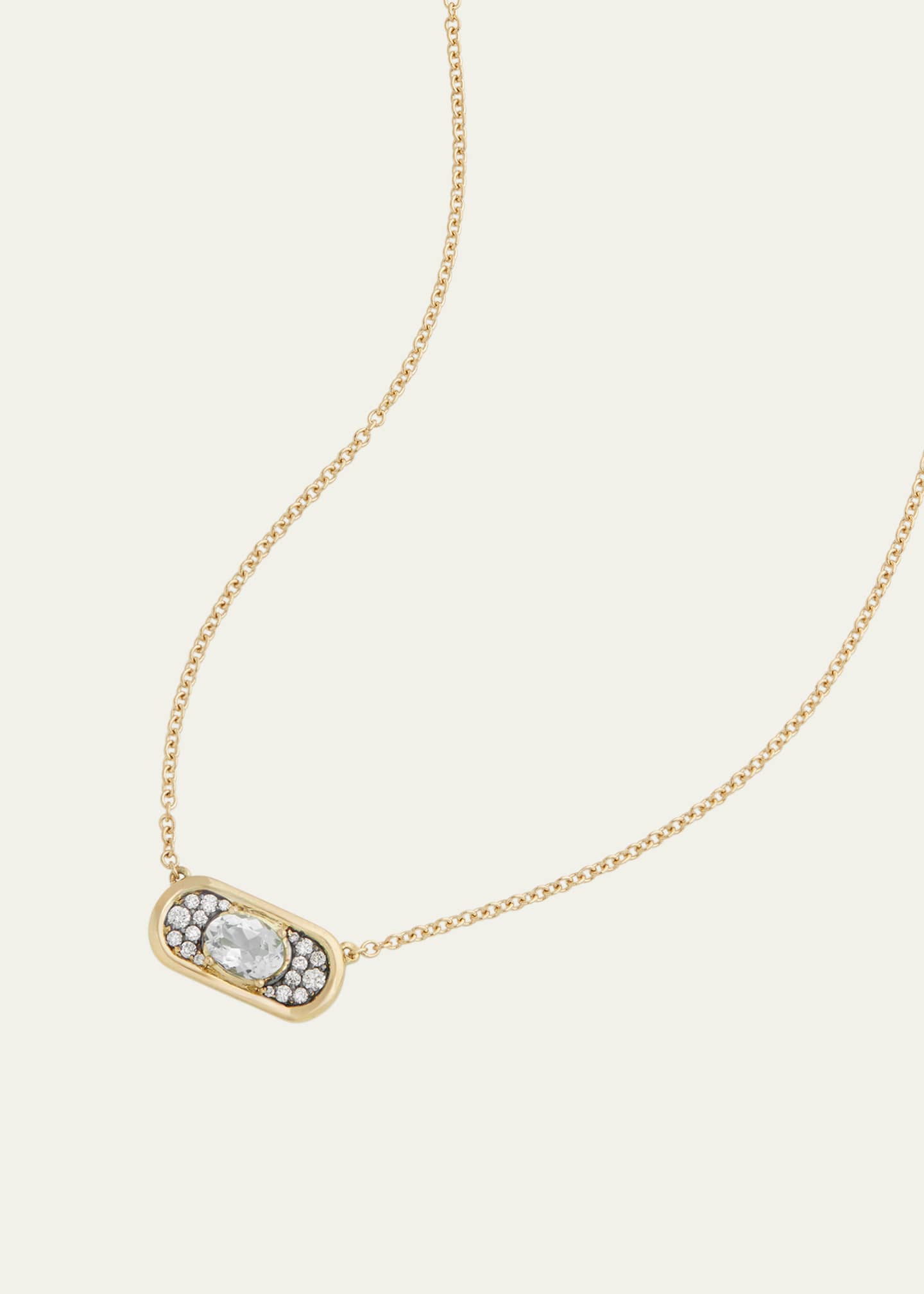 Jamie Wolf 18K Yellow Gold Oval Necklace with Aquamarine and Diamonds Image 1 of 2