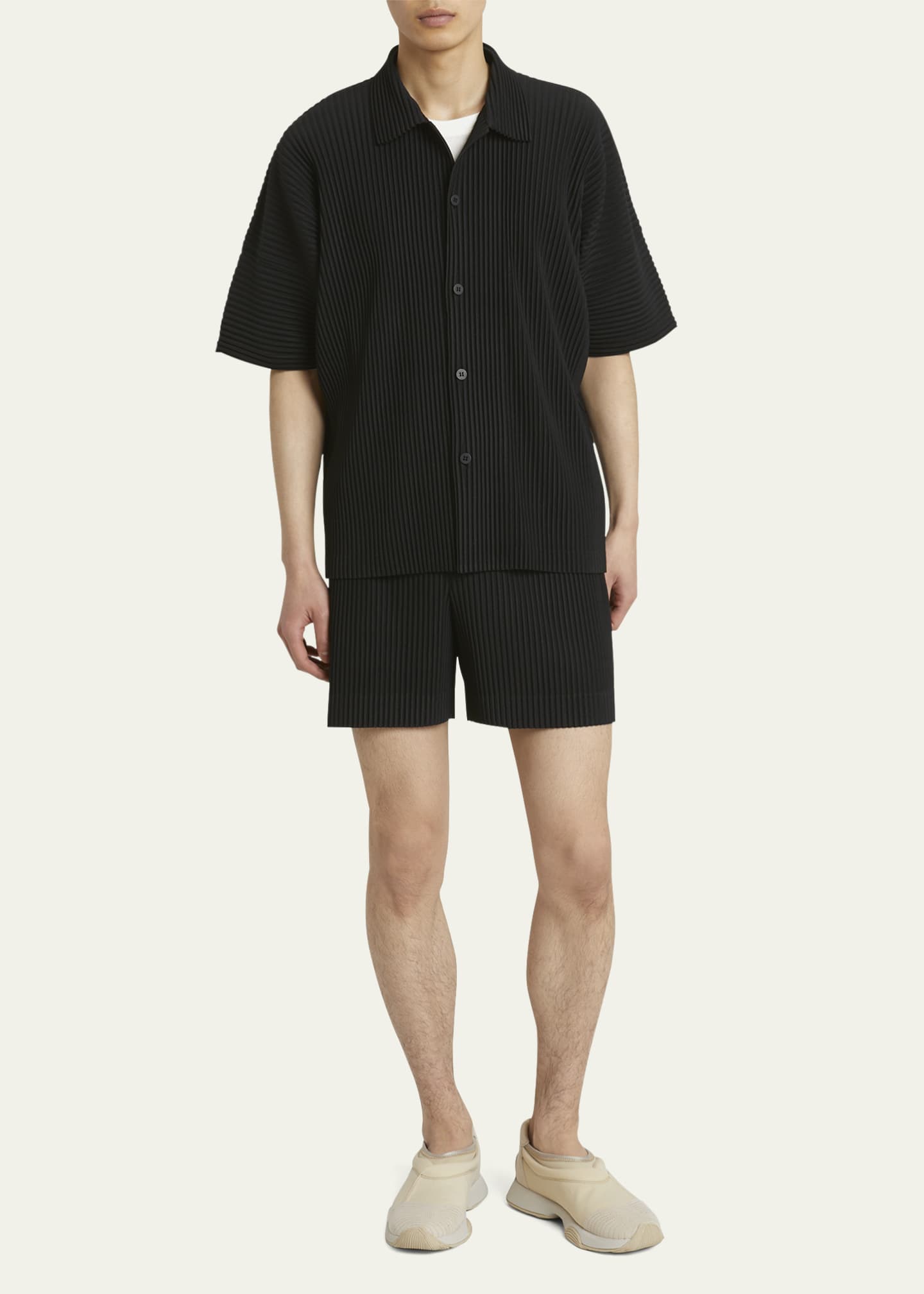 Homme Plisse Issey Miyake Men's Pleated Pull-On Shorts Image 2 of 5