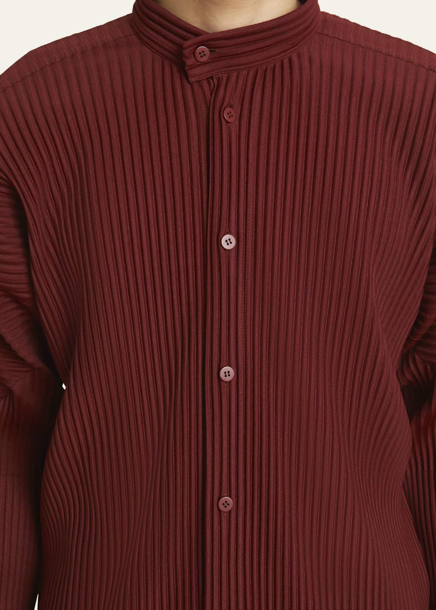 【本物保証】 Plisse Homme Issey Sport Band-Collar Pleated Men's Miyake トップス
