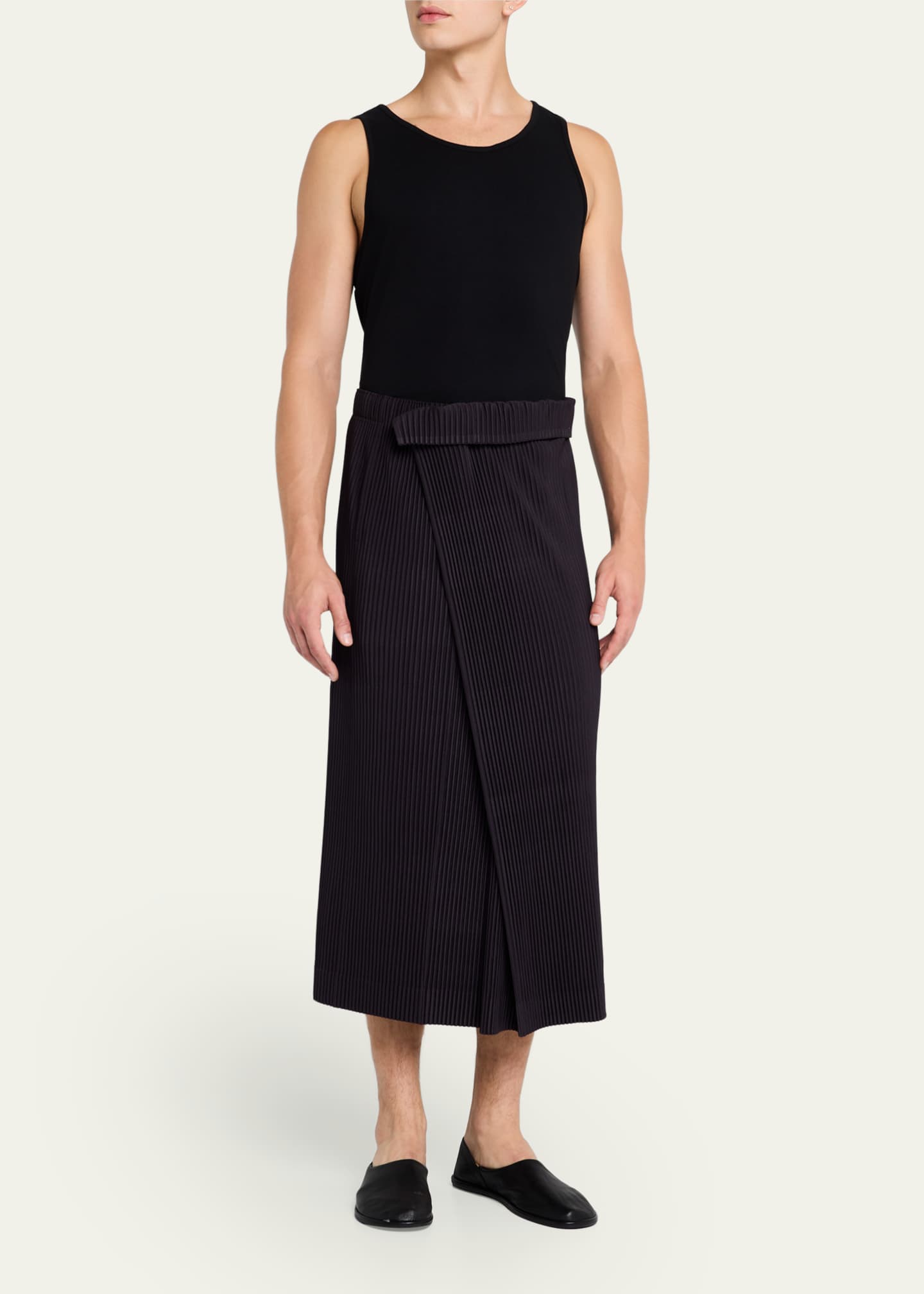 Homme Plisse Issey Miyake Men's Pleated Wrap Skirt Image 2 of 5