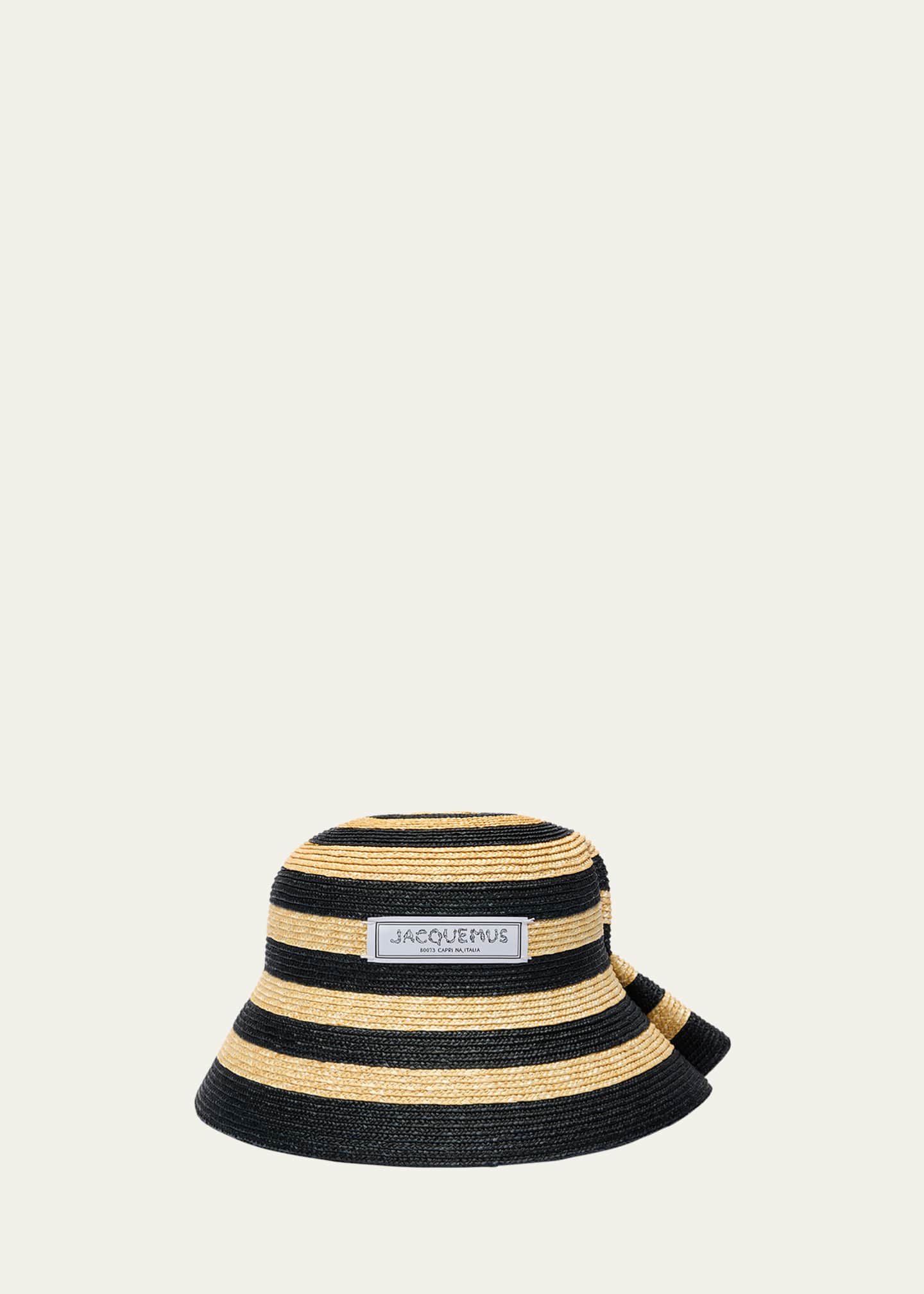Jacquemus La Chapeau Vela Striped Raffia Bucket Hat