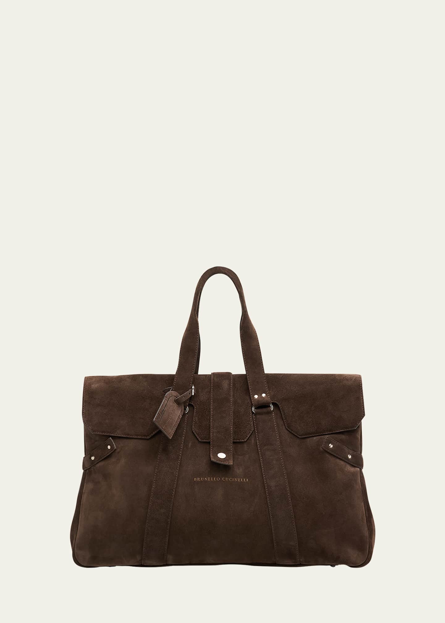 Brunello Cucinelli Men's Suede Duffel Bag Image 1 of 5
