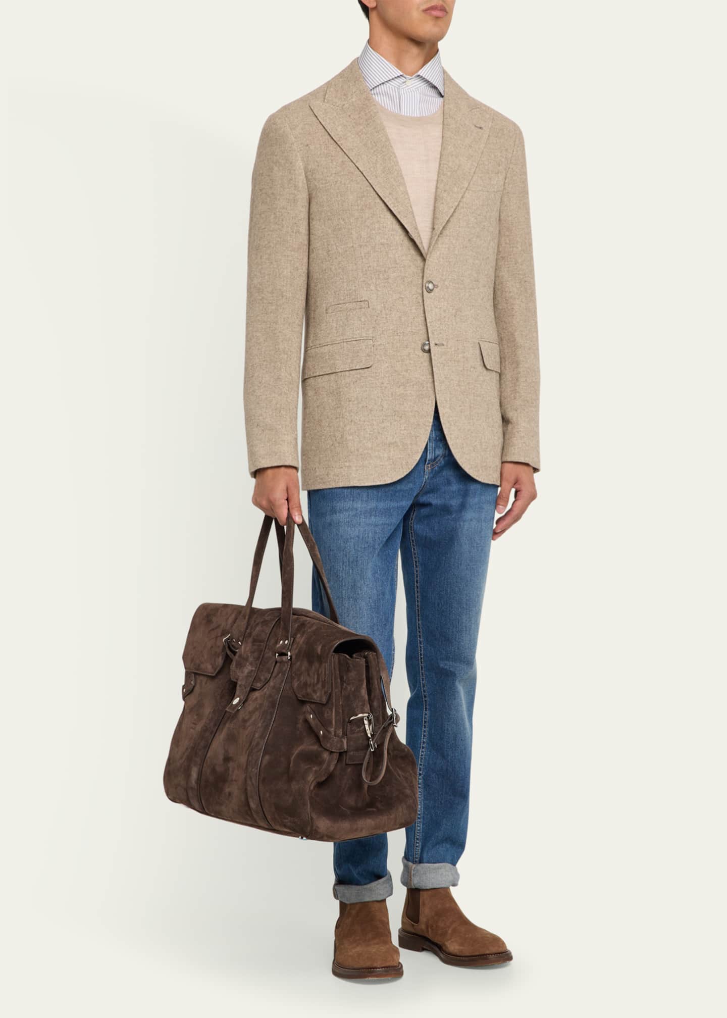 Brunello Cucinelli Men's Suede Duffel Bag Image 4 of 5