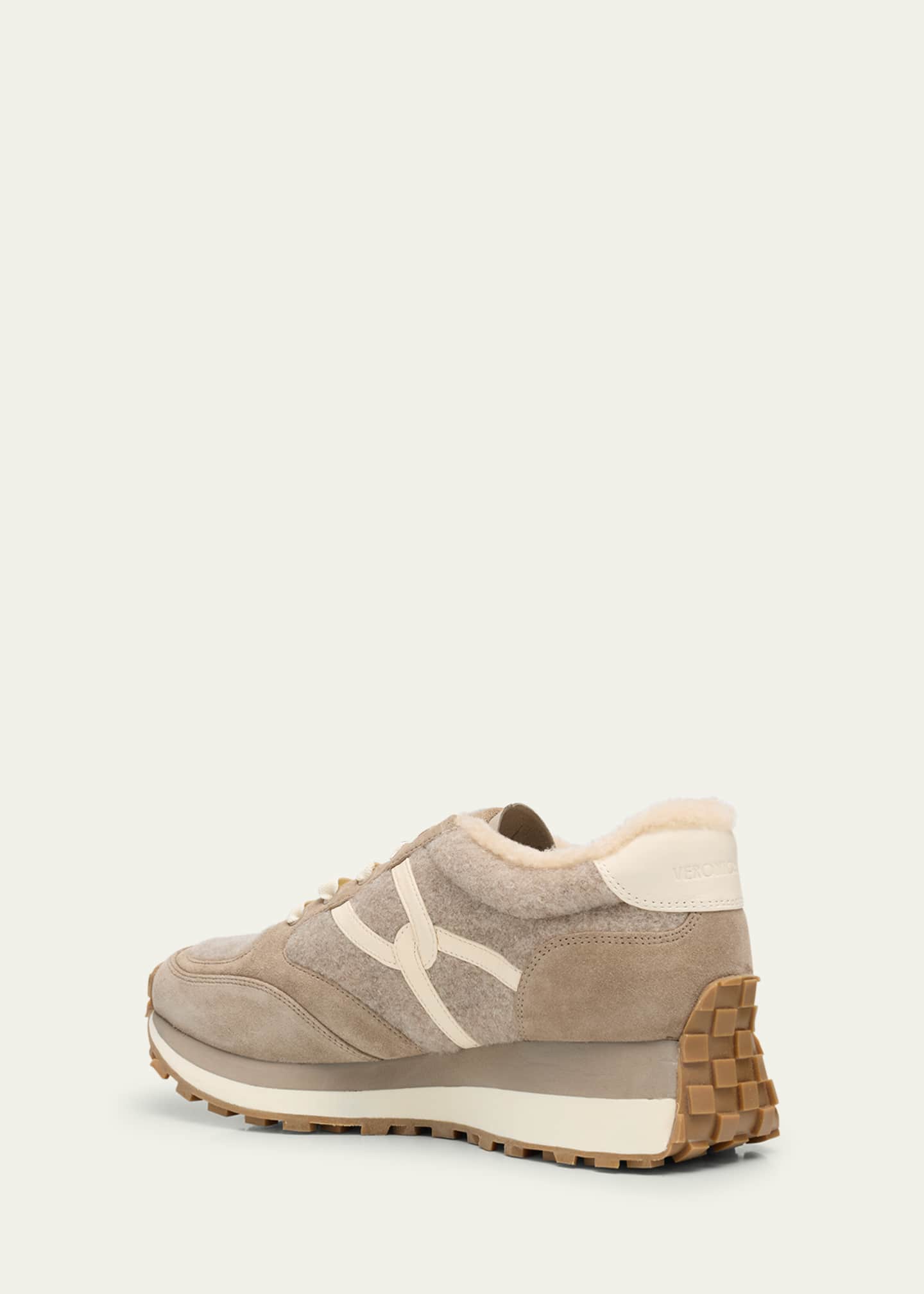 Veronica Beard Valentina Suede Shearling Retro Sneakers Image 4 of 6