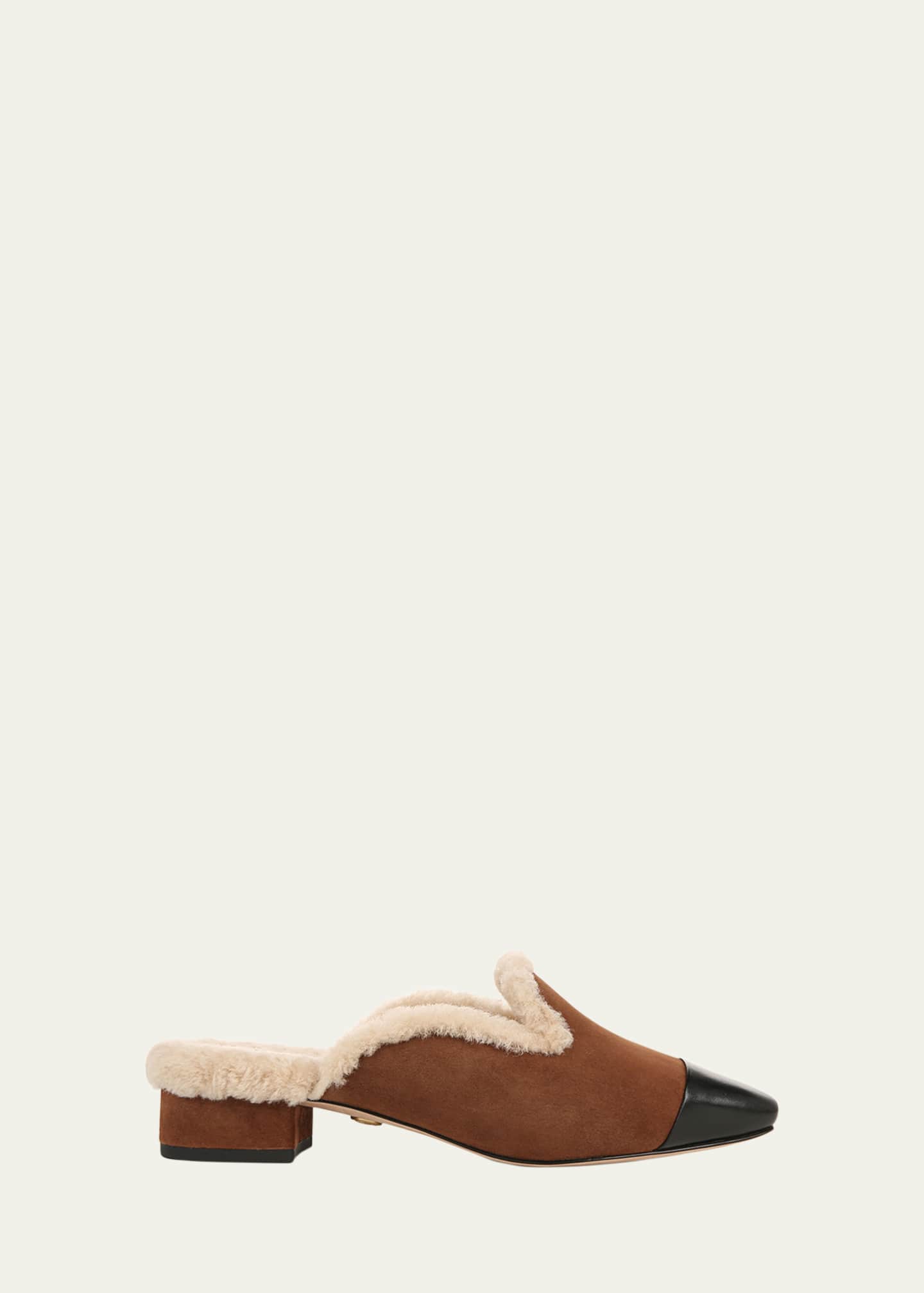 Veronica Beard Cecile Suede Shearling CapToe Mules Bergdorf Goodman
