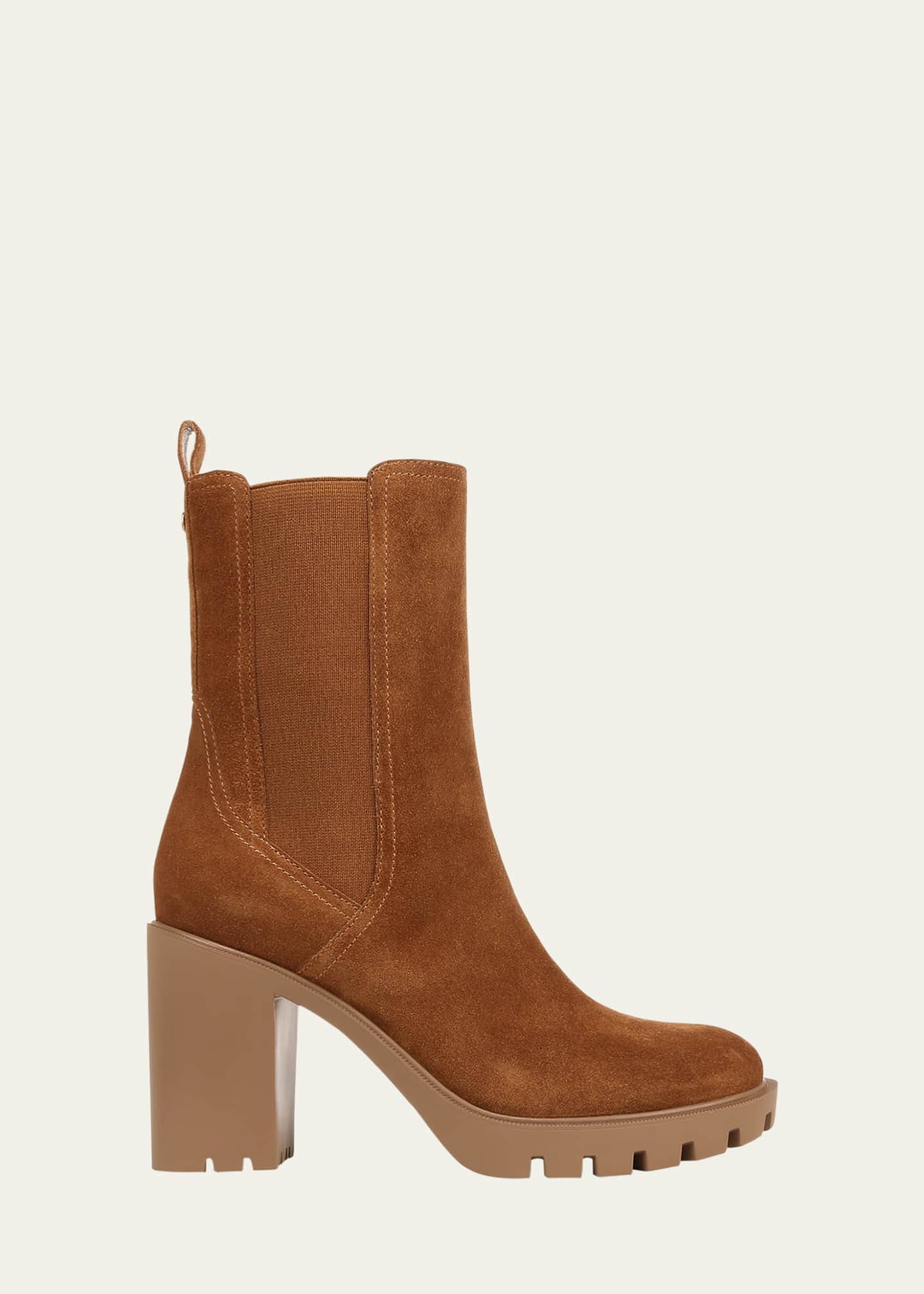 Veronica Beard Riley Suede Block-Heel Chelsea Booties