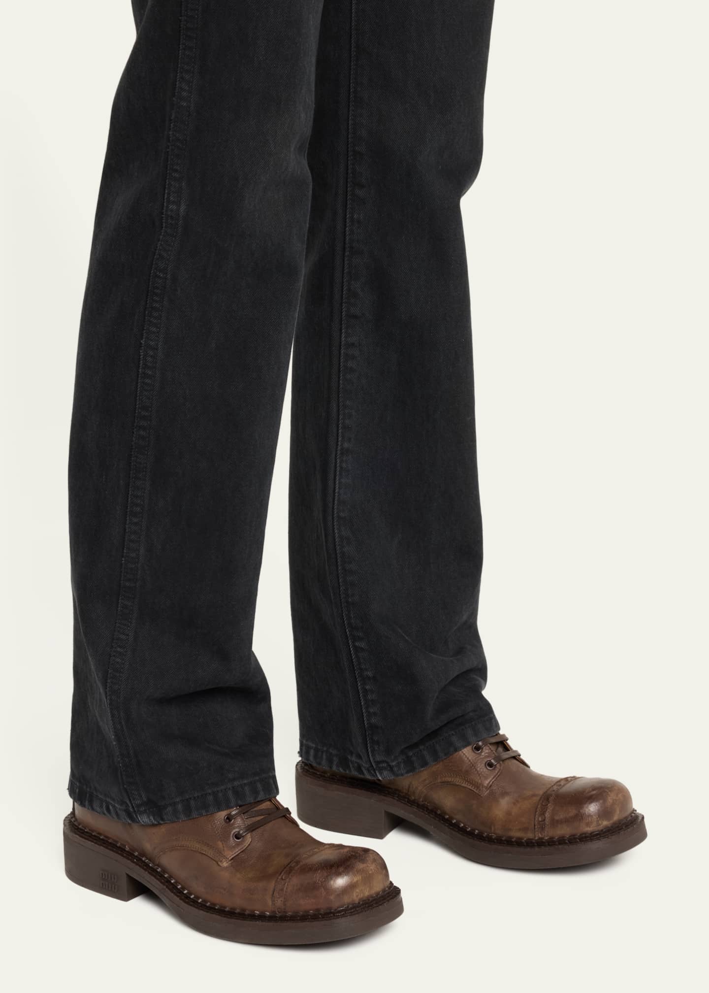 Calfskin Cap-Toe Combat Boots