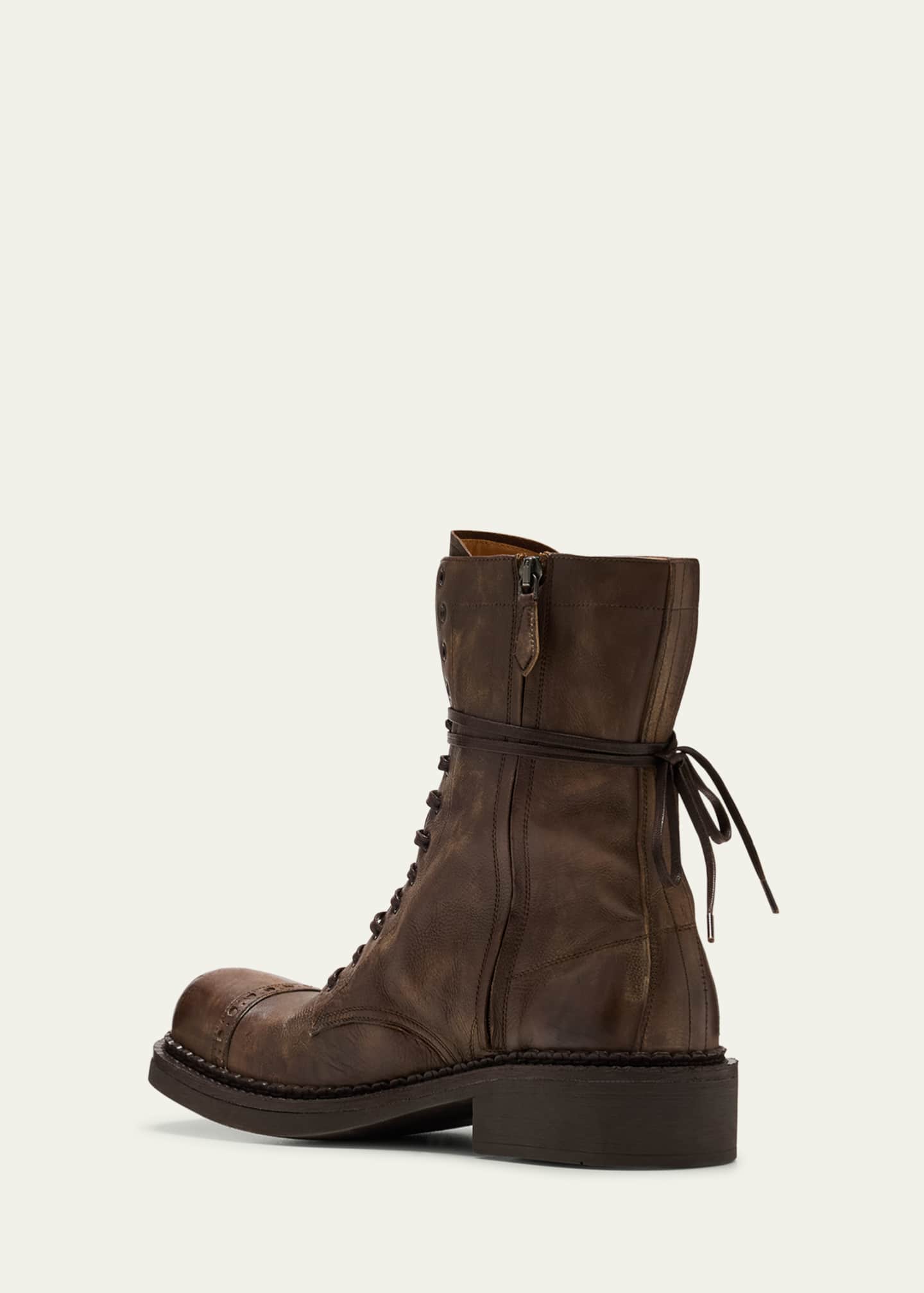 Calfskin Cap-Toe Combat Boots