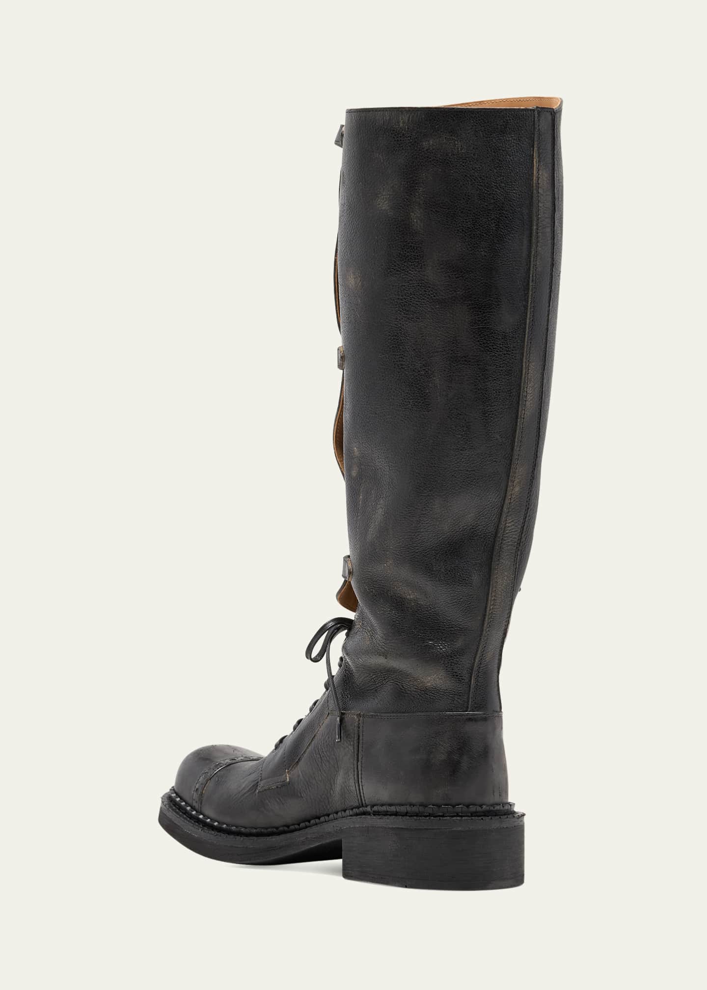 Distressed leather knee high boots discount
