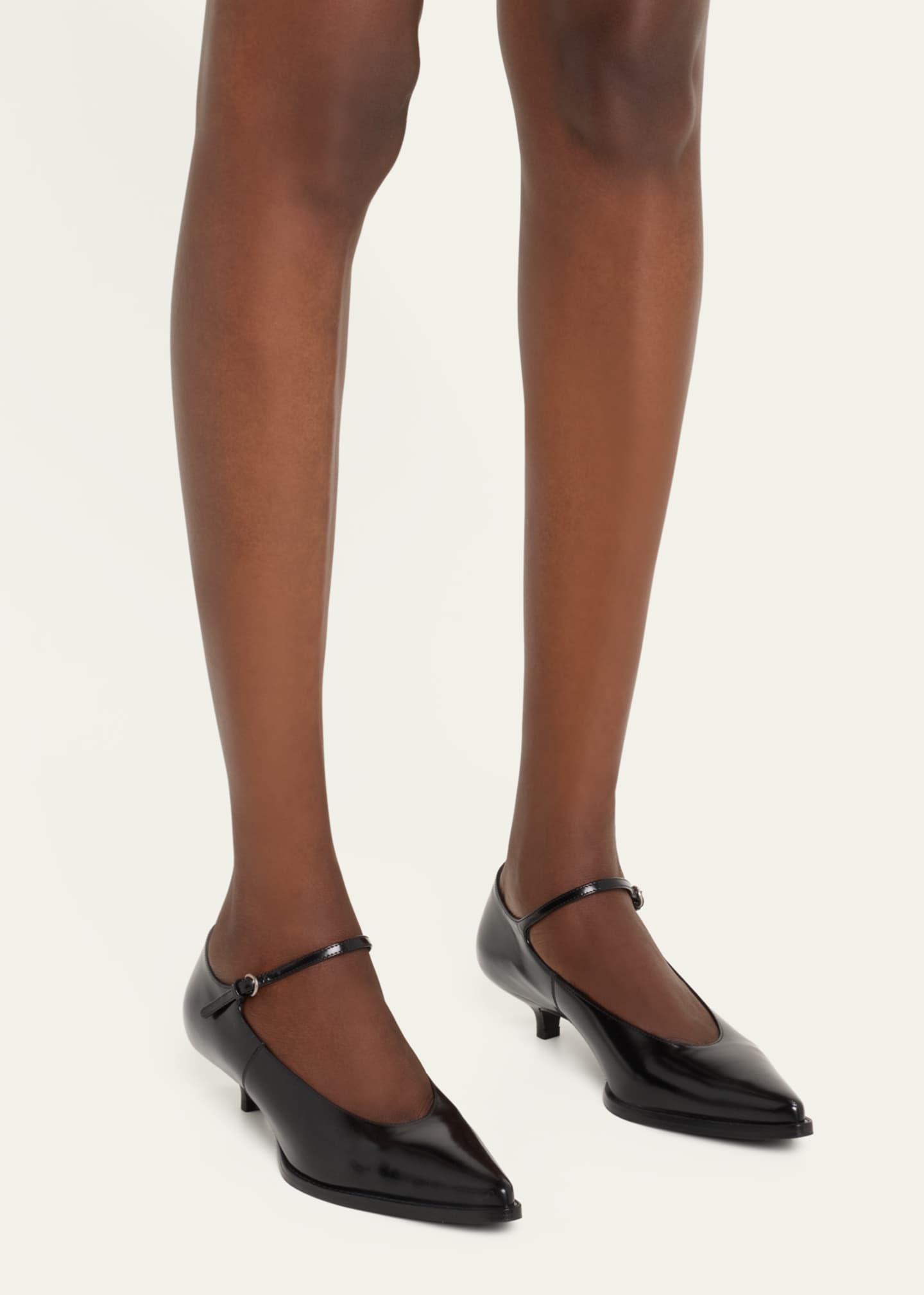 Decollete Leather Ankle-Strap Pumps