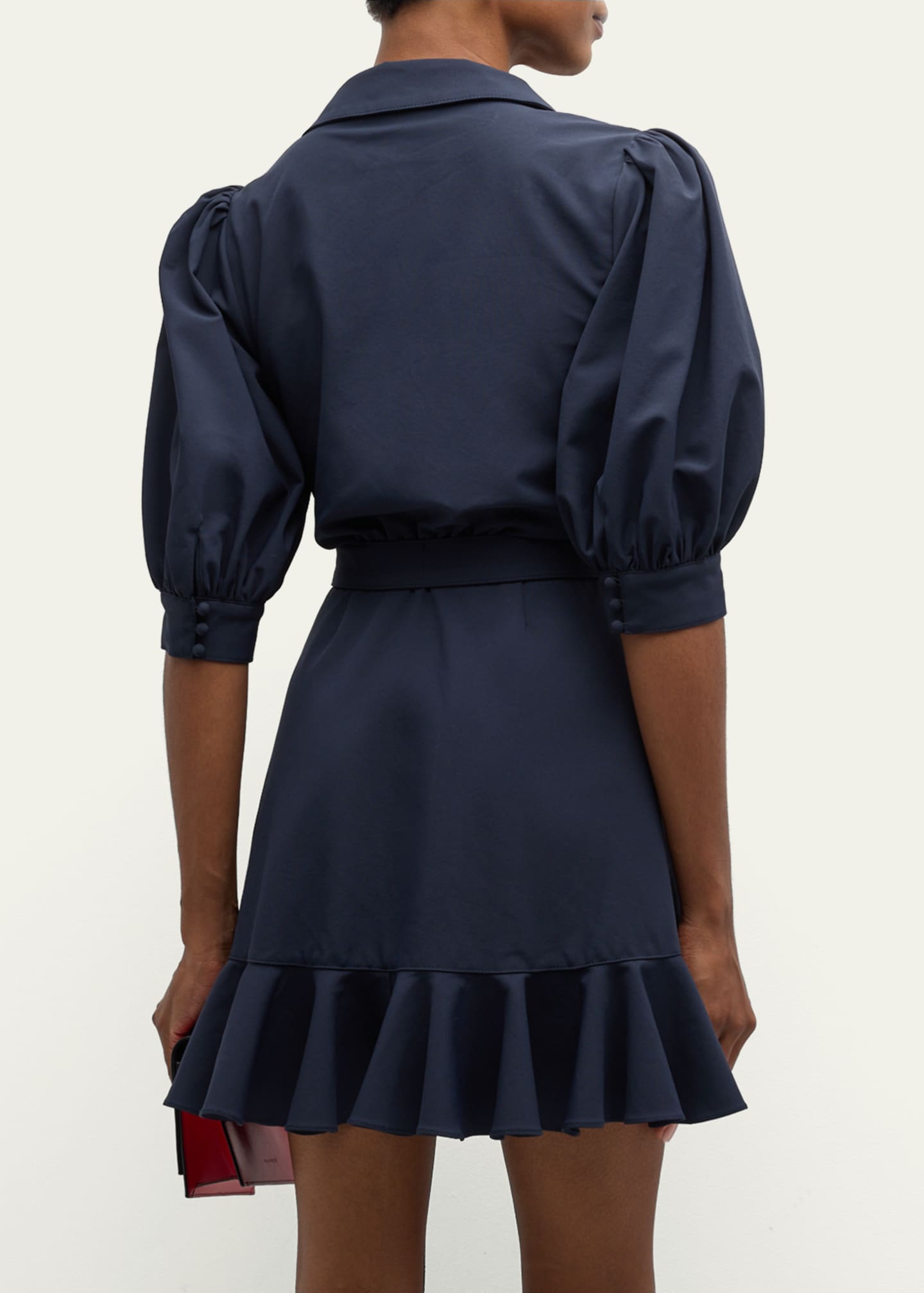 Cinq a Sept Vickie Puff-Sleeve Ruffled Mini Wrap Dress Image 6 of 6