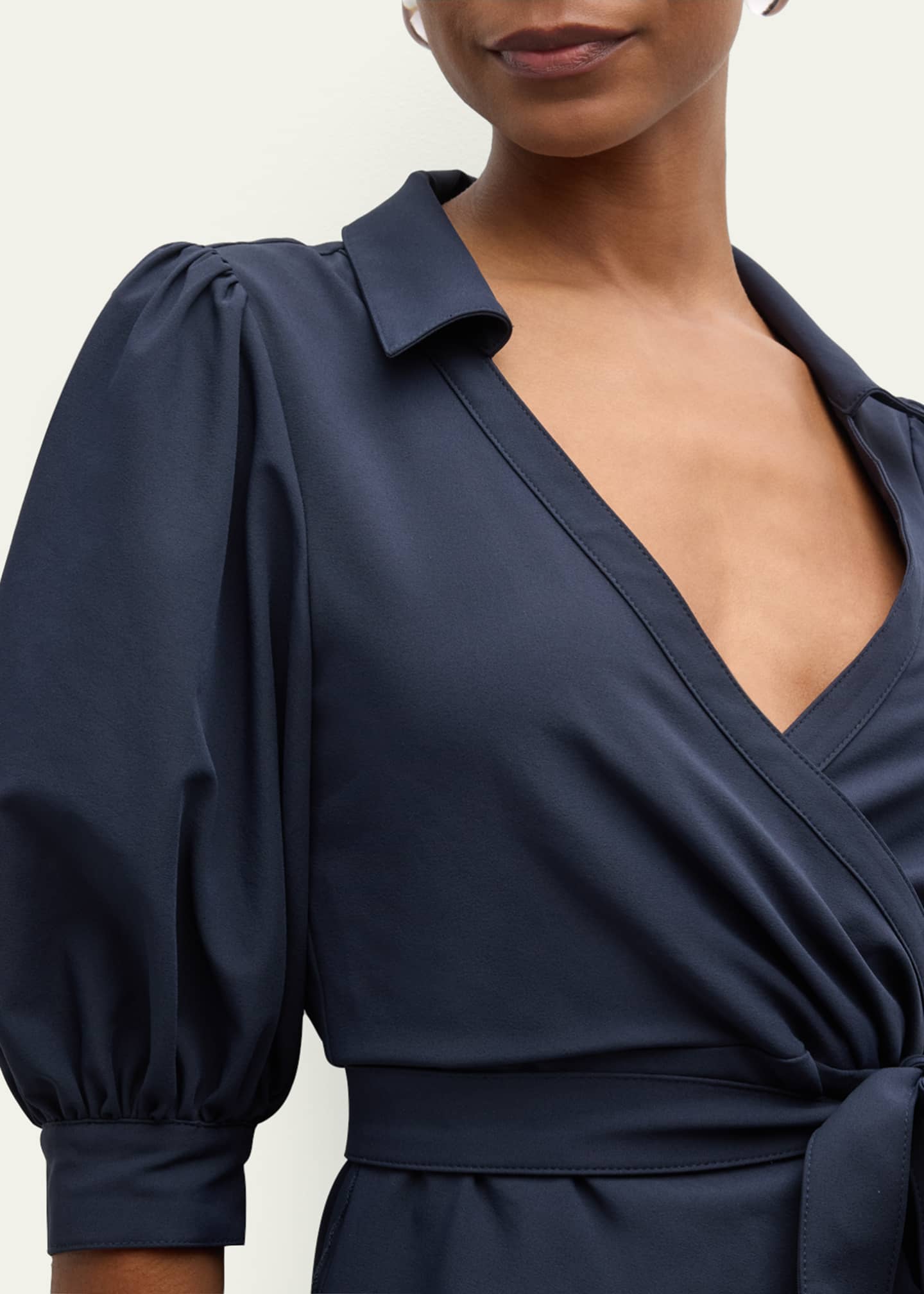 Cinq a Sept Vickie Puff-Sleeve Ruffled Mini Wrap Dress Image 5 of 6