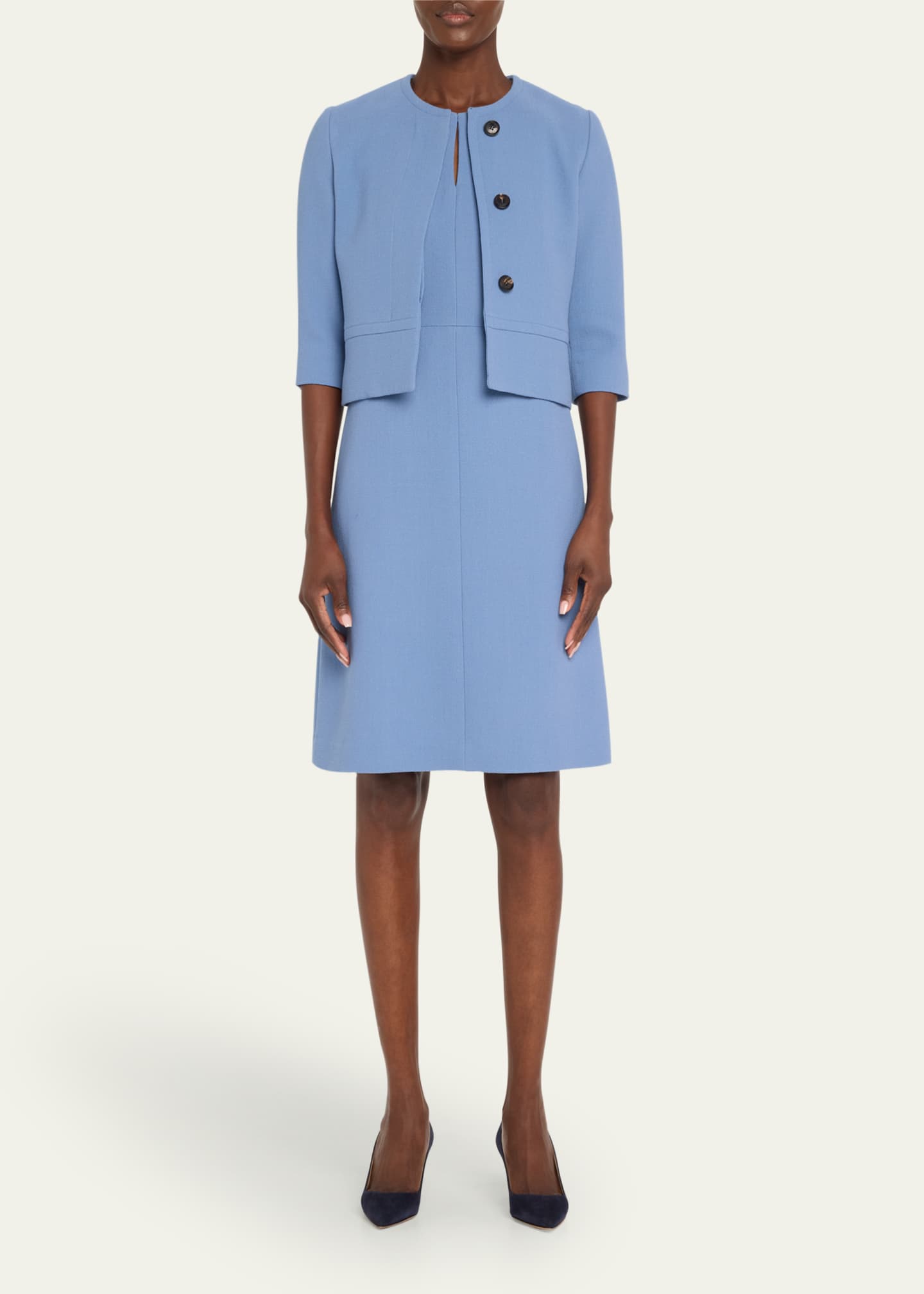 Kiton Collarless Wool Crepe Jacket Image 2 of 5