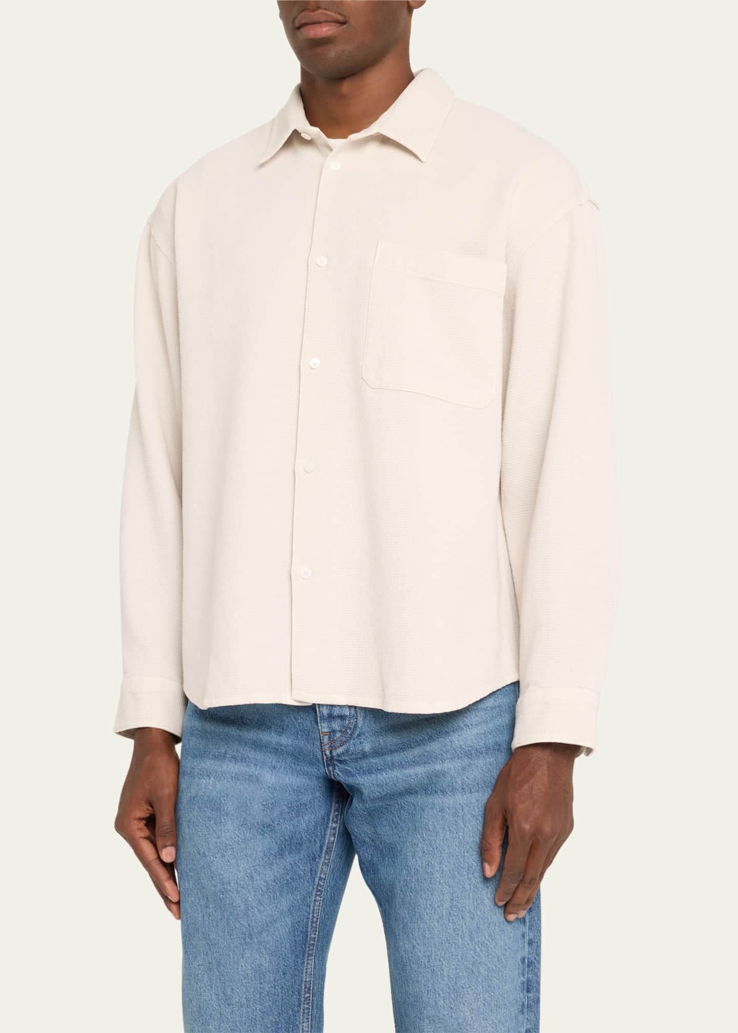 Men's Waffle Textured Sport Shirt