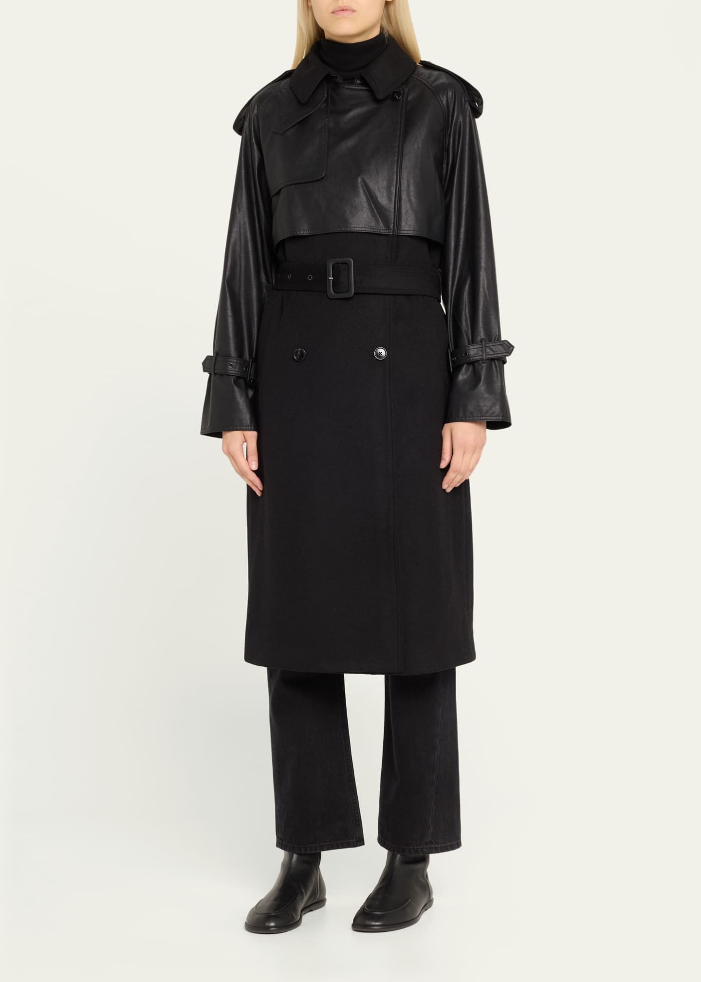 Kobi Halperin Thalia Wool and Faux Leather Coat Image 4 of 5