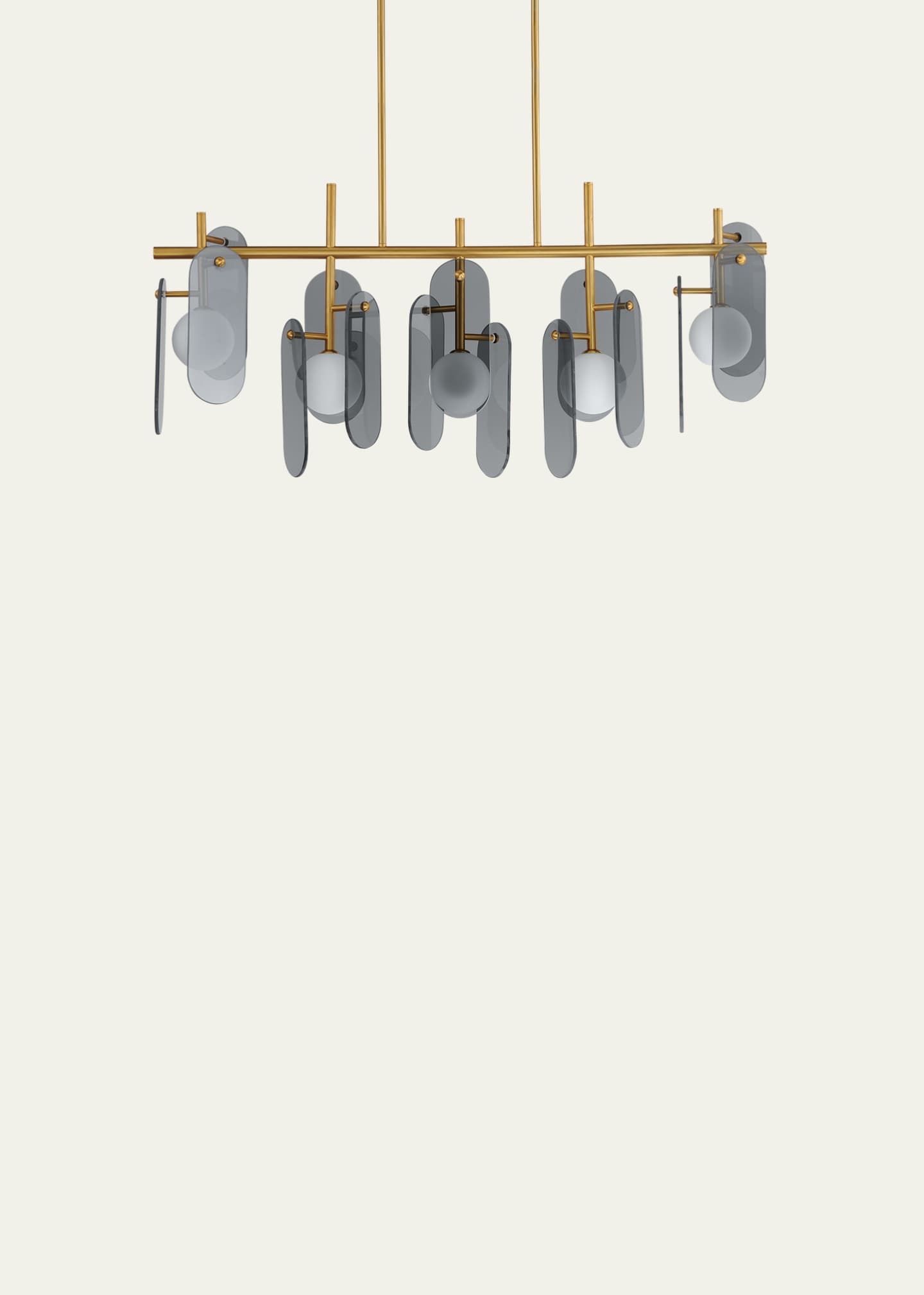 Studio M Megalith Glass Mirror Smoke 47" 5-Light Linear Chandelier Image 3 of 5