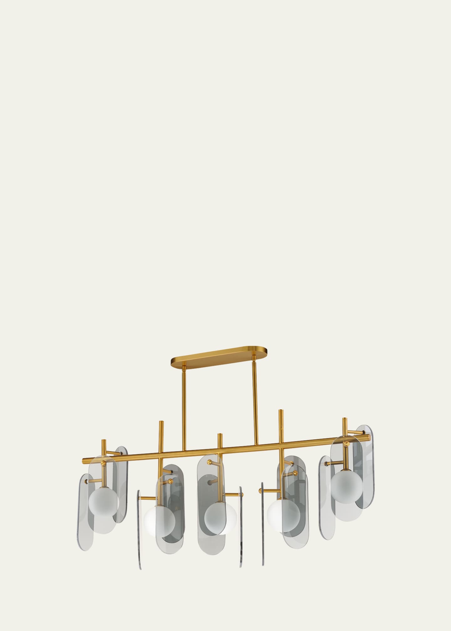 Studio M Megalith Glass Mirror Smoke 47" 5-Light Linear Chandelier Image 1 of 5