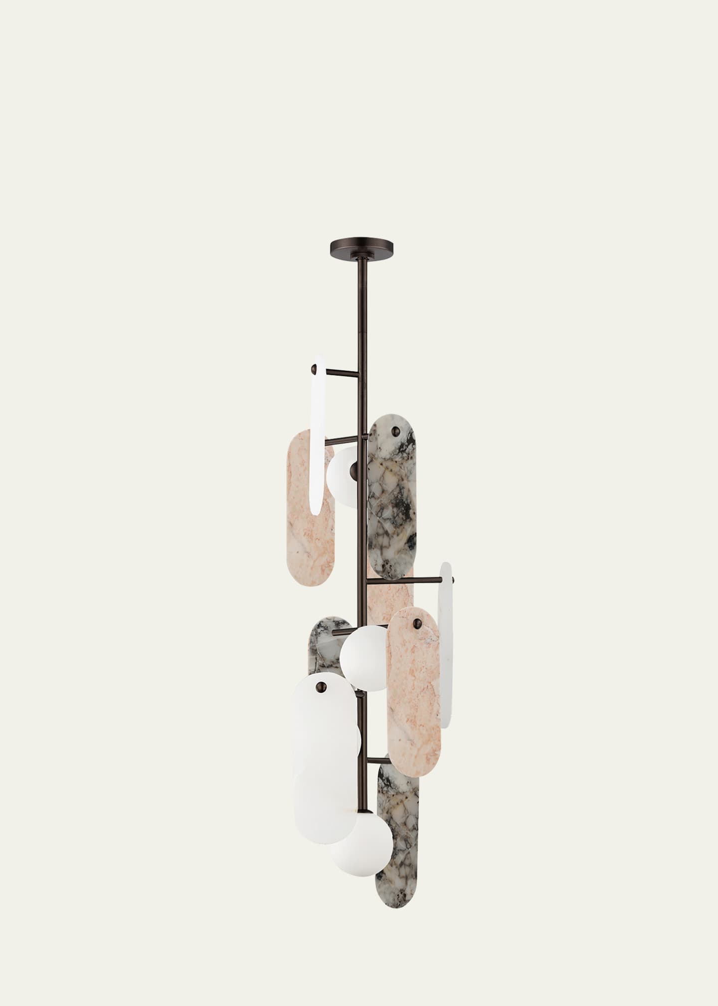 Studio M Megalith 42" Multi Stone 5-Light Pendant Chandelier