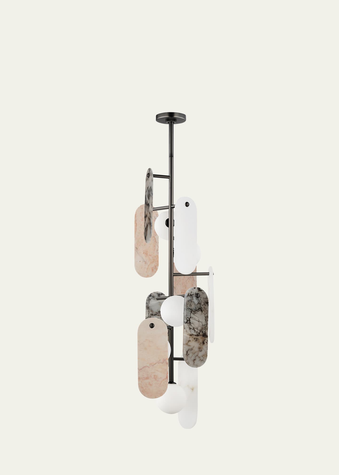 Studio M Megalith 42" 5-Light Vertical Pendant Chandelier, Various Stones